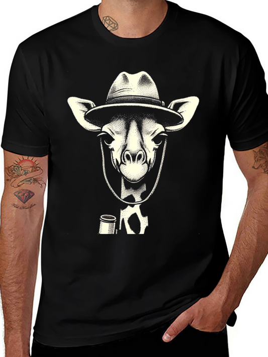 Giraffe Cowboy T-Shirt - Unique Animal Graphic Tee