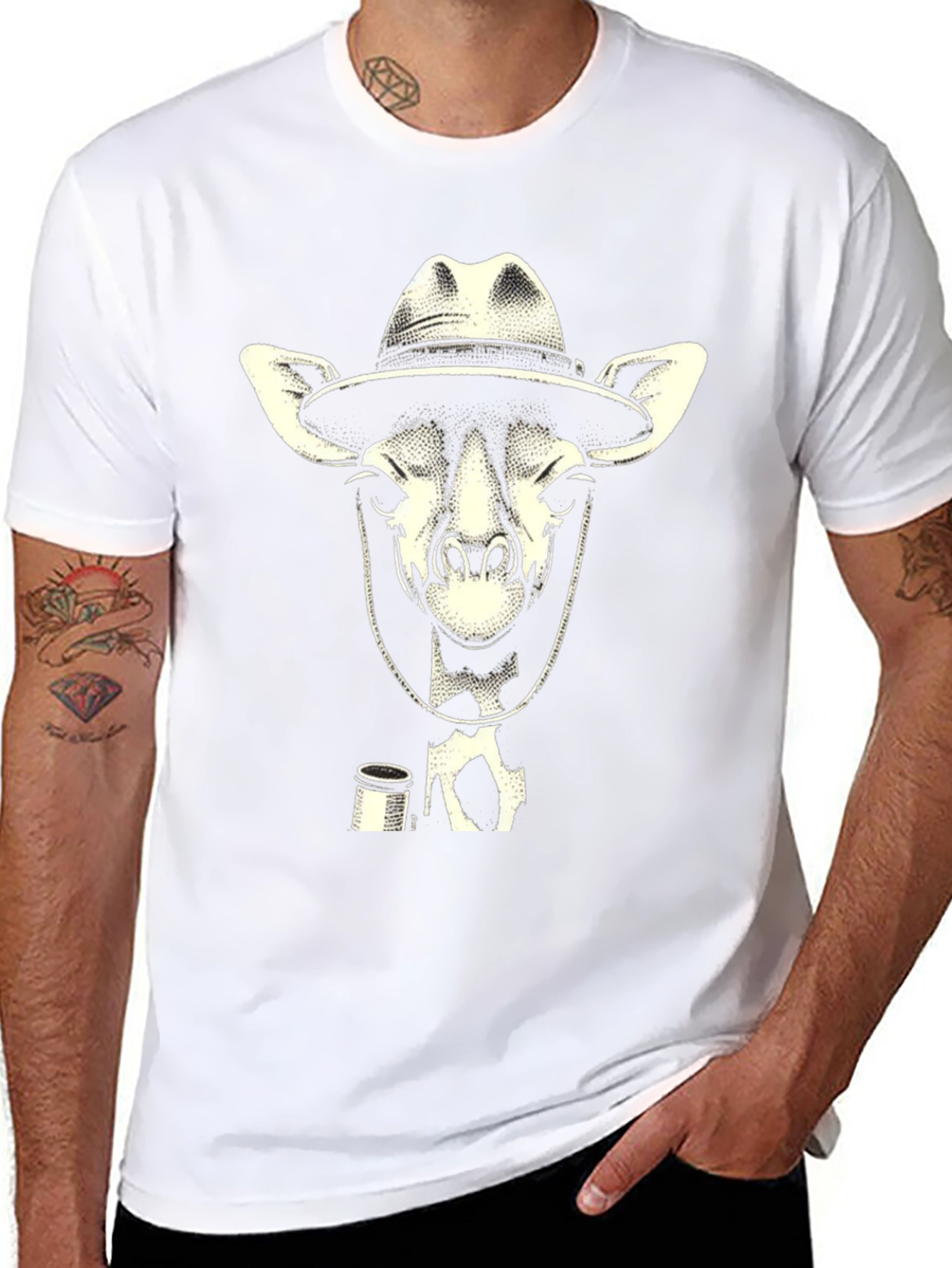 Giraffe Cowboy T-Shirt - Unique Animal Graphic Tee
