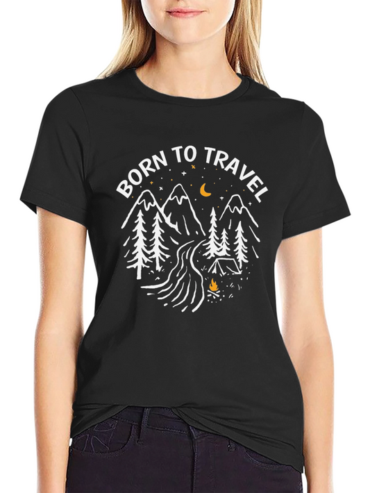 Born to Travel Black Graphic T-Shirt