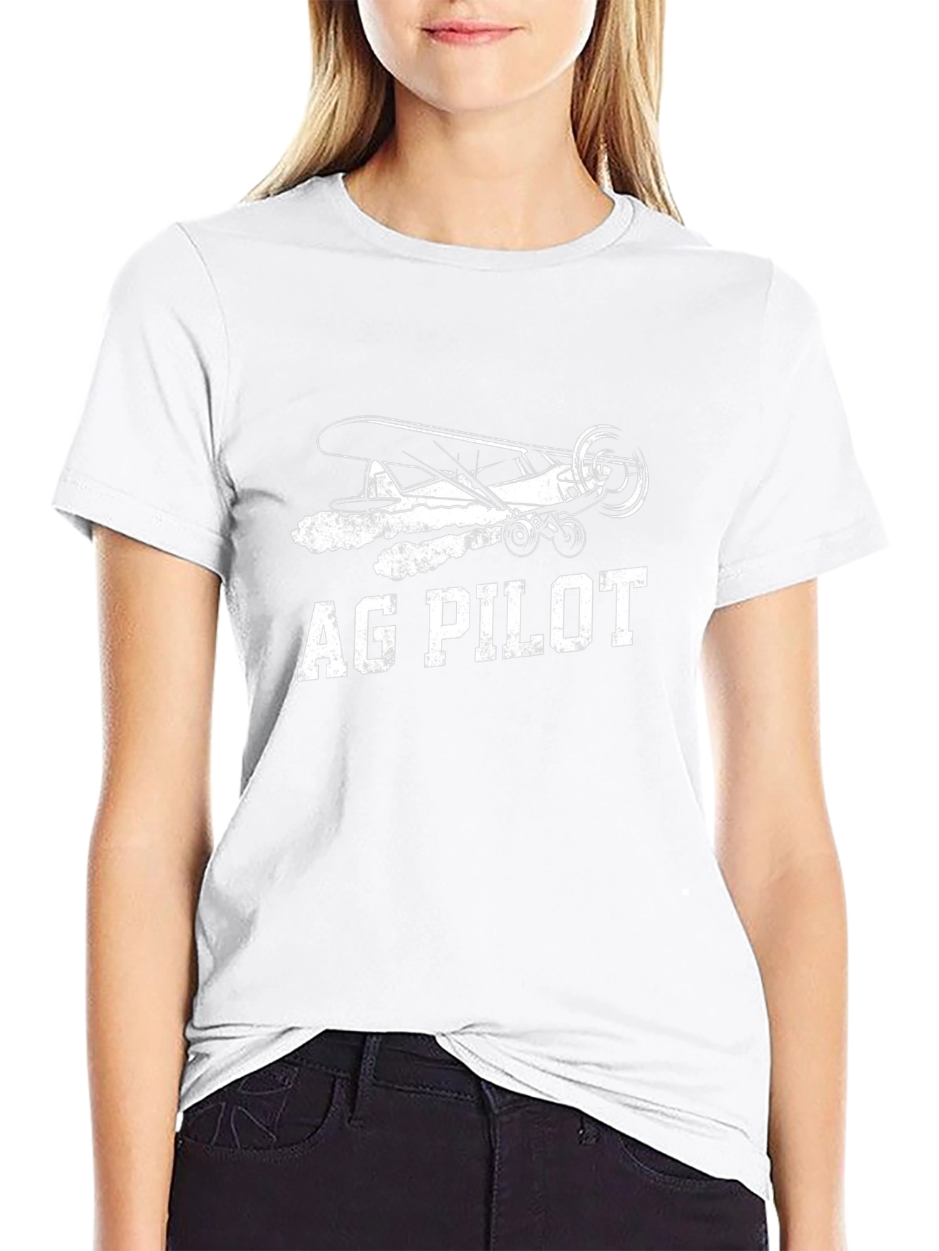 Ag Pilot Black T-Shirt Aviation Plane Crop Duster Tee