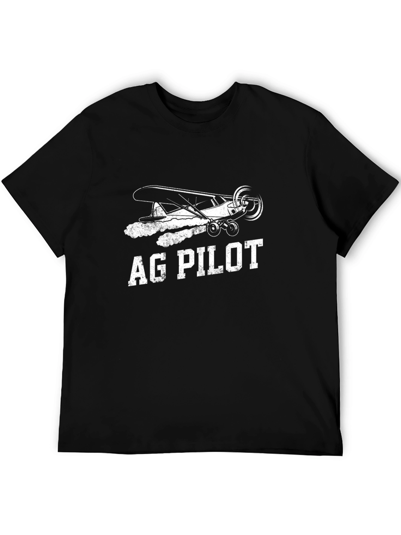 Ag Pilot Black T-Shirt Aviation Plane Crop Duster Tee