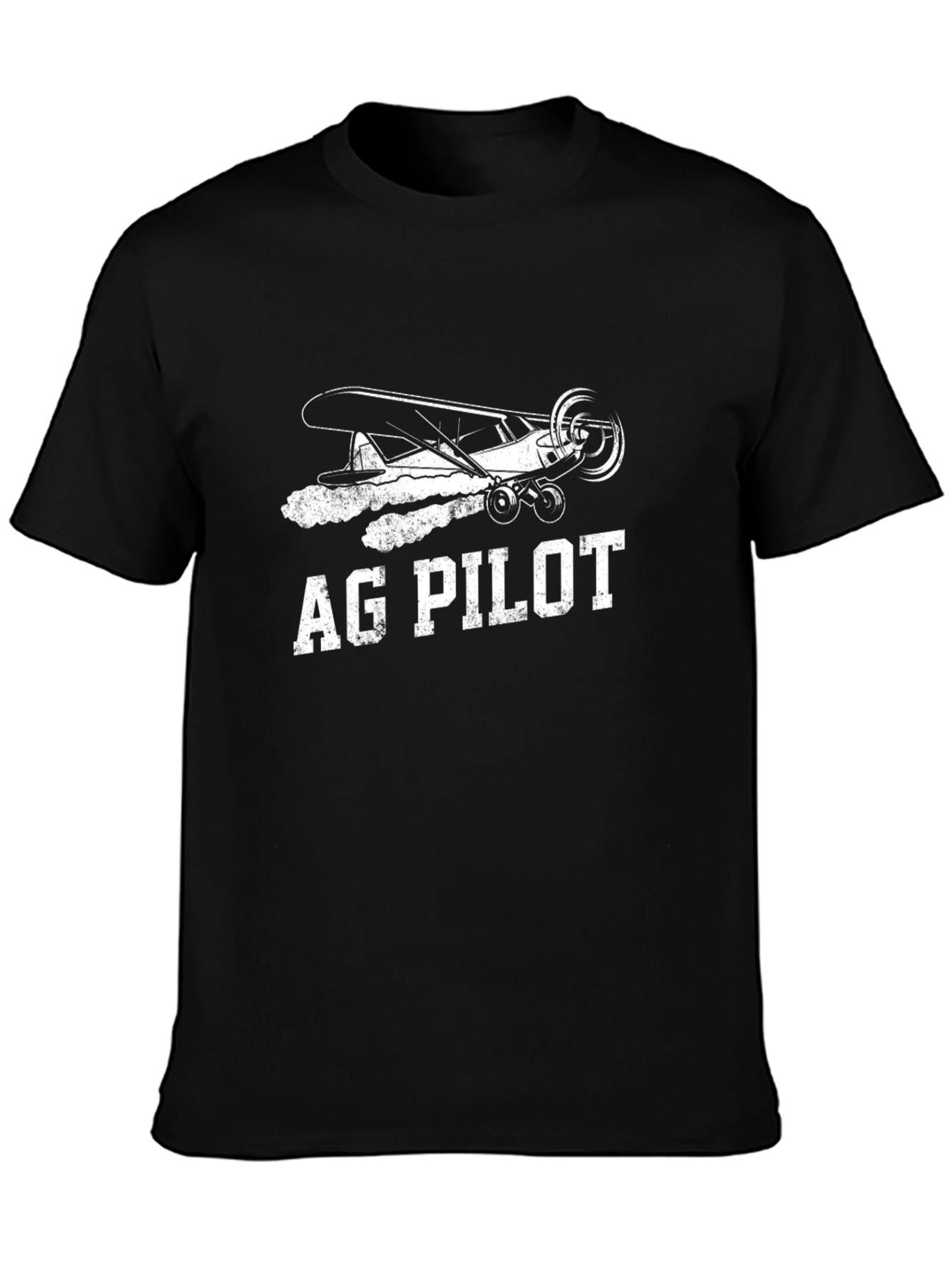 Ag Pilot Black T-Shirt Aviation Plane Crop Duster Tee