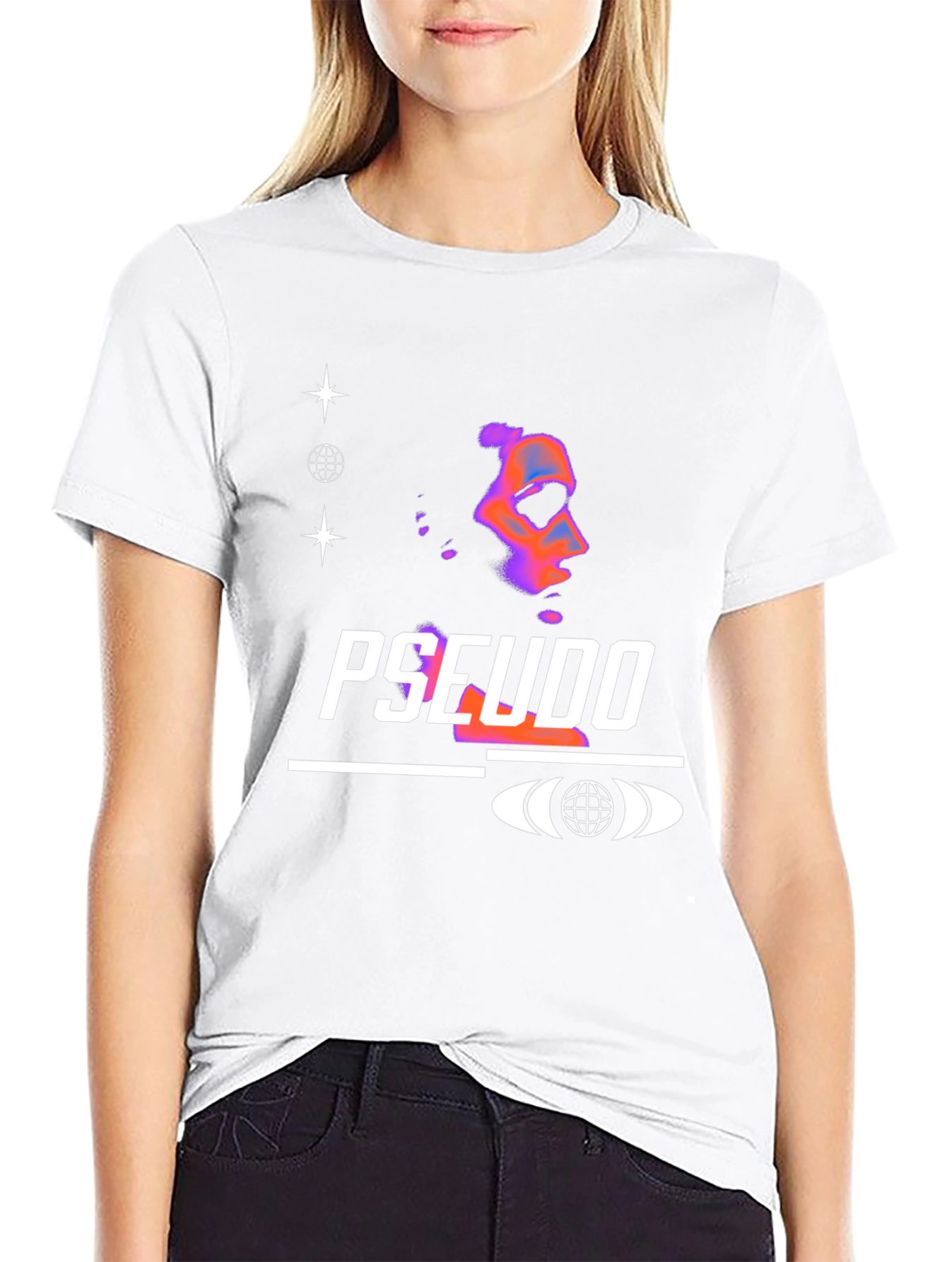 Pseudo Graphic Black T-Shirt