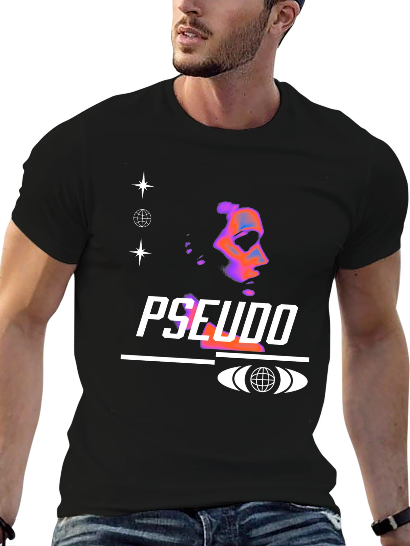 Pseudo Graphic Black T-Shirt