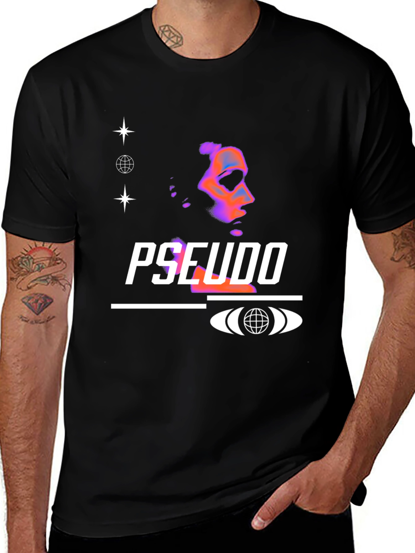 Pseudo Graphic Black T-Shirt