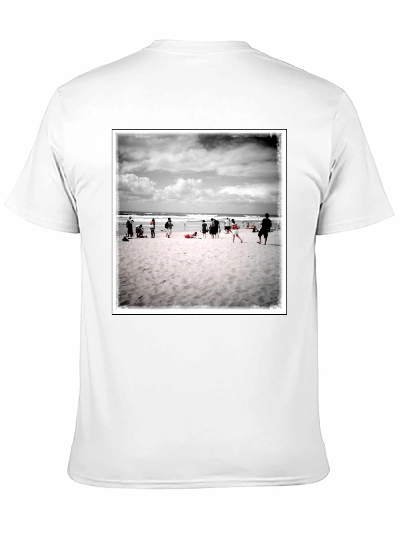 Beach Scene Graphic Tee - Black Cotton T-Shirt