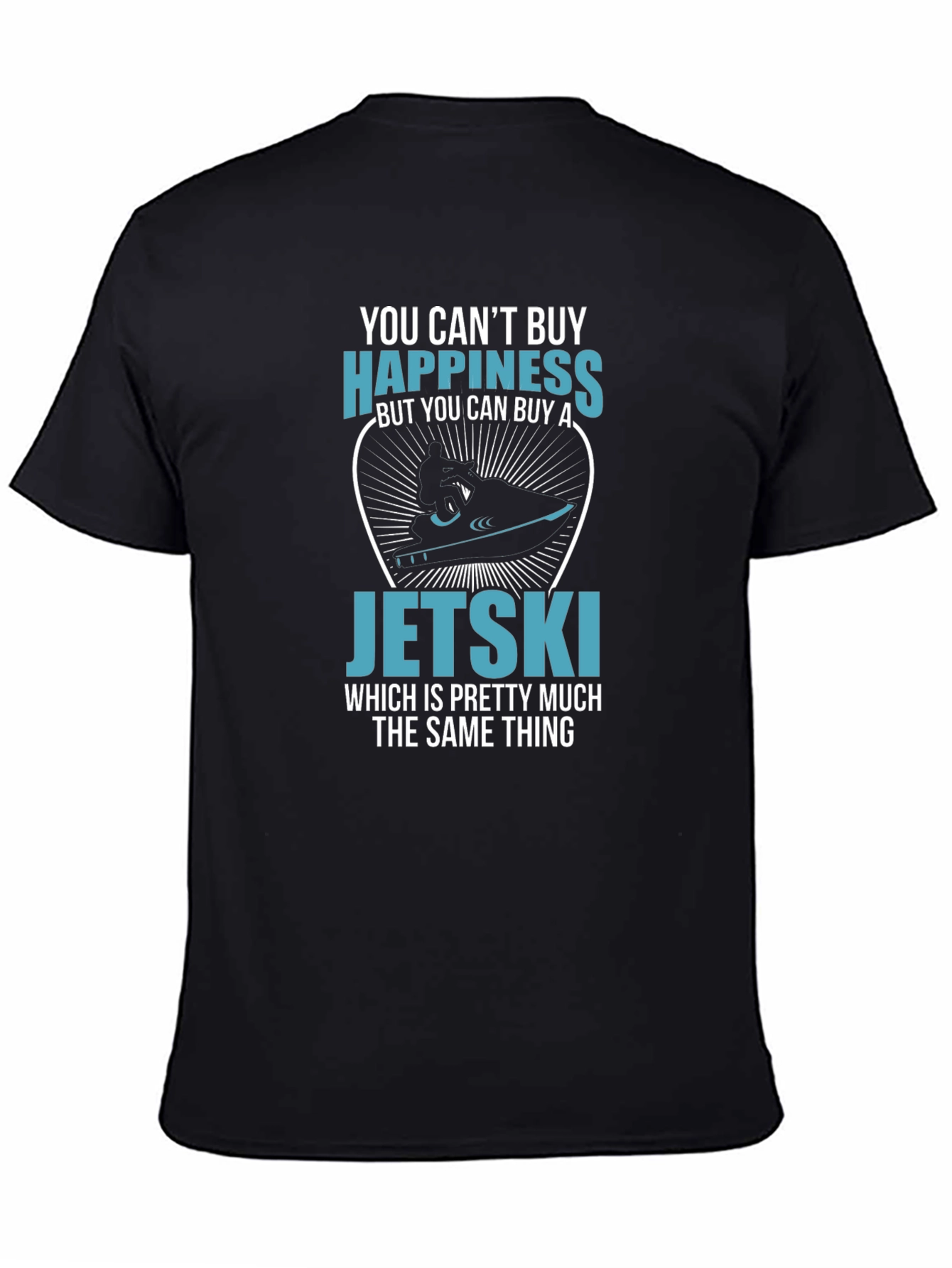 Funny Jetski Happiness T-Shirt - Black