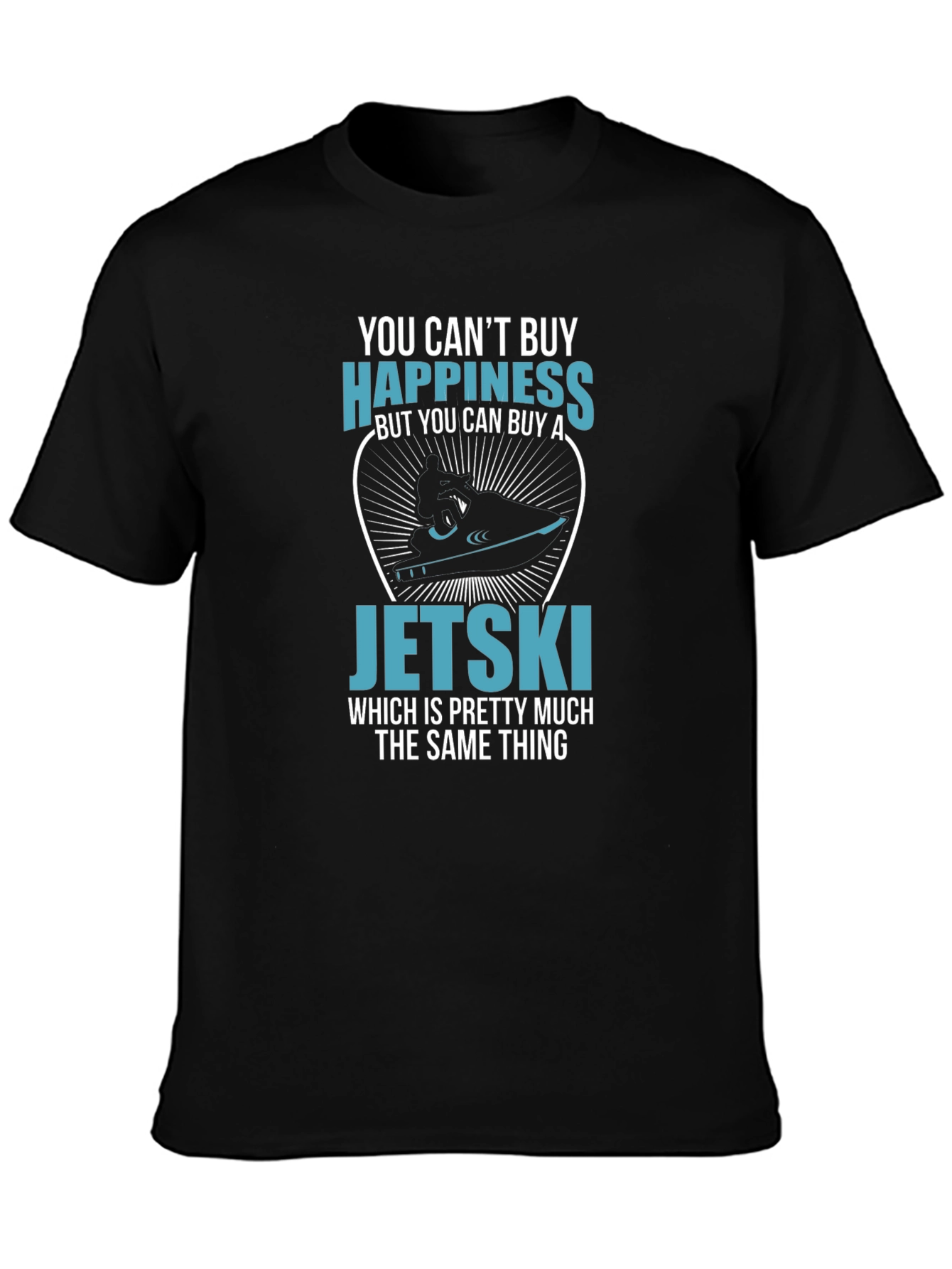 Funny Jetski Happiness T-Shirt - Black