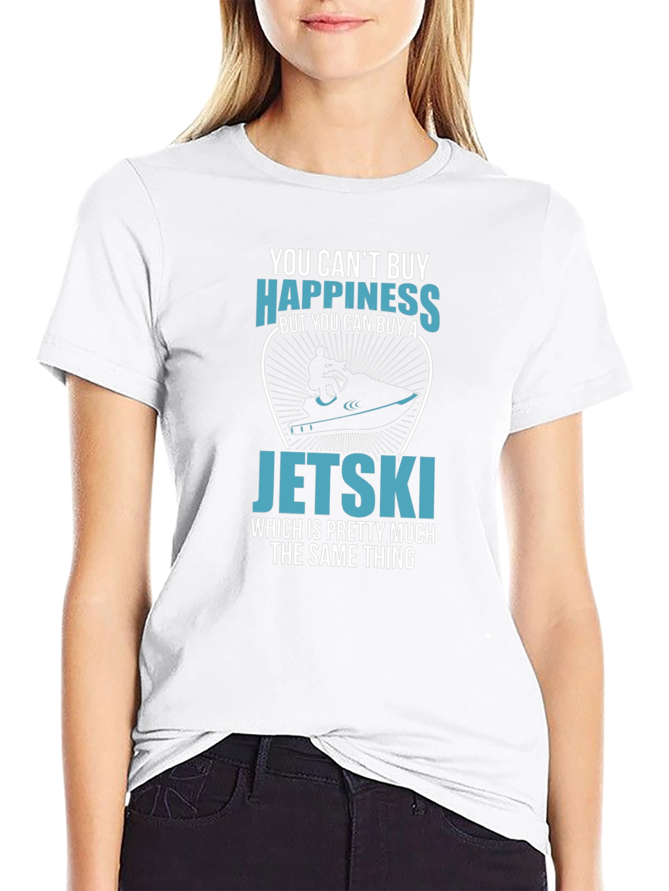 Funny Jetski Happiness T-Shirt - Black