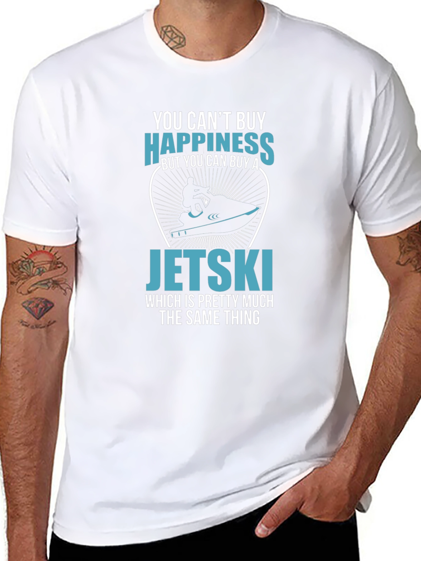 Funny Jetski Happiness T-Shirt - Black