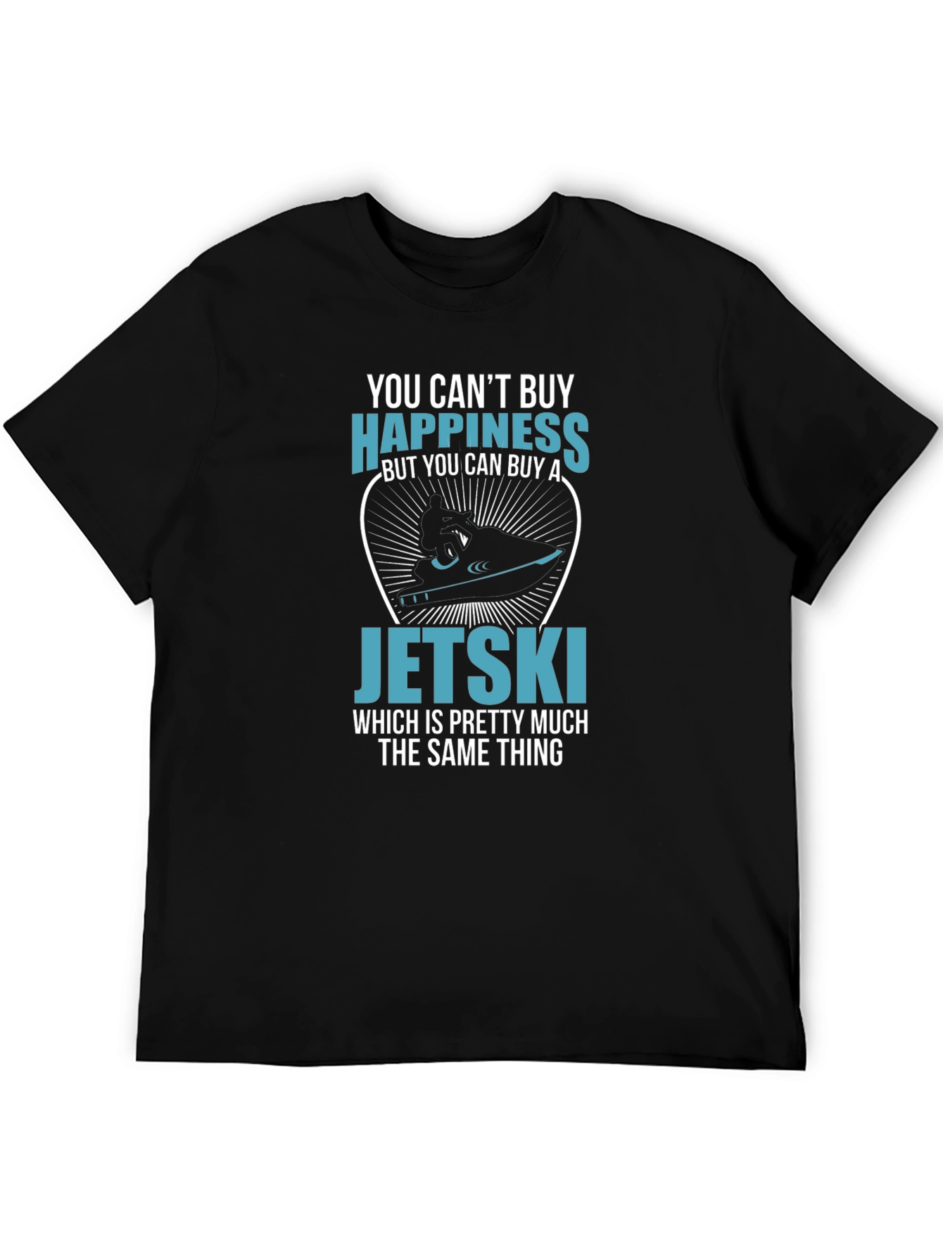 Funny Jetski Happiness T-Shirt - Black