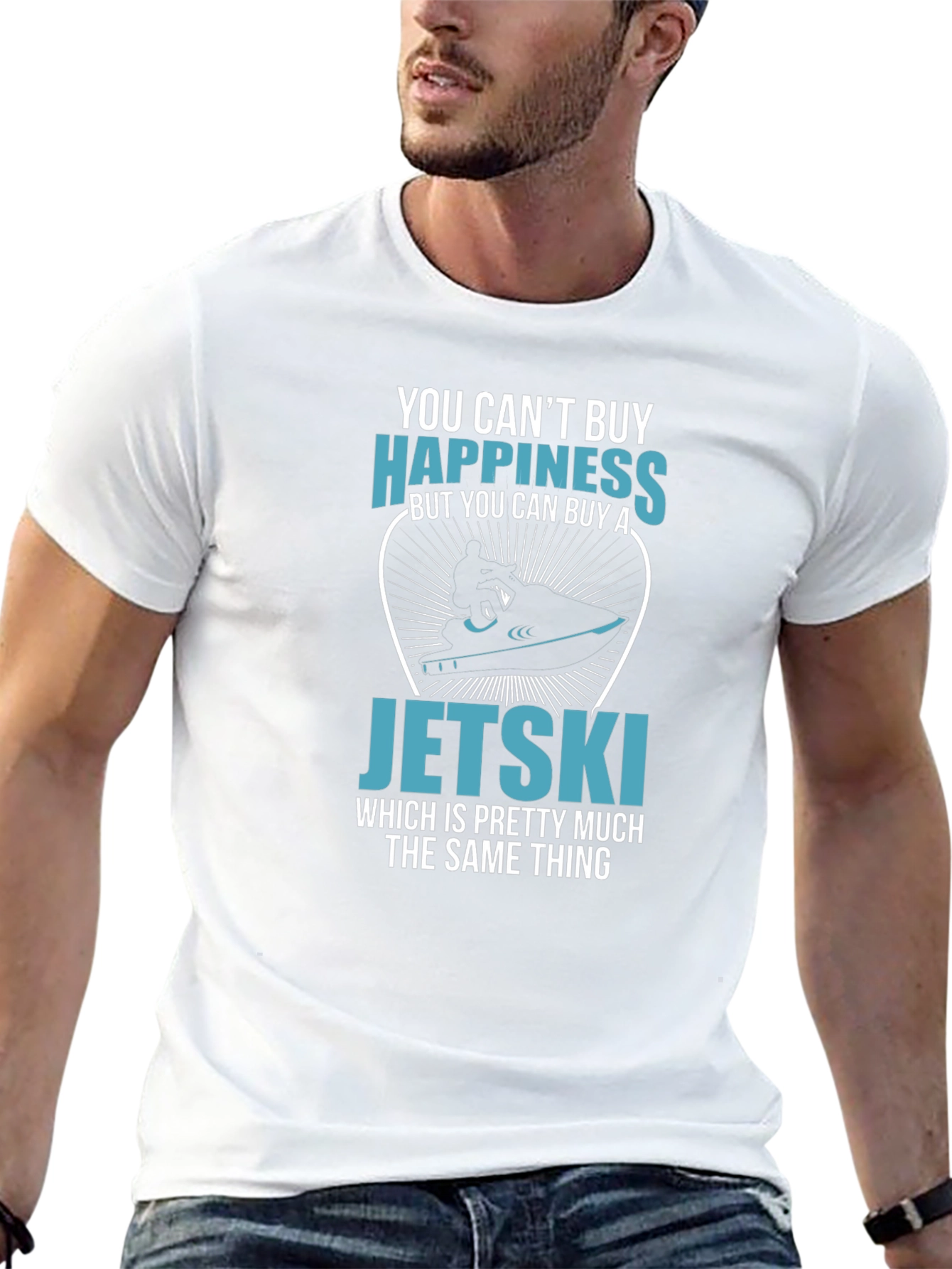 Funny Jetski Happiness T-Shirt - Black