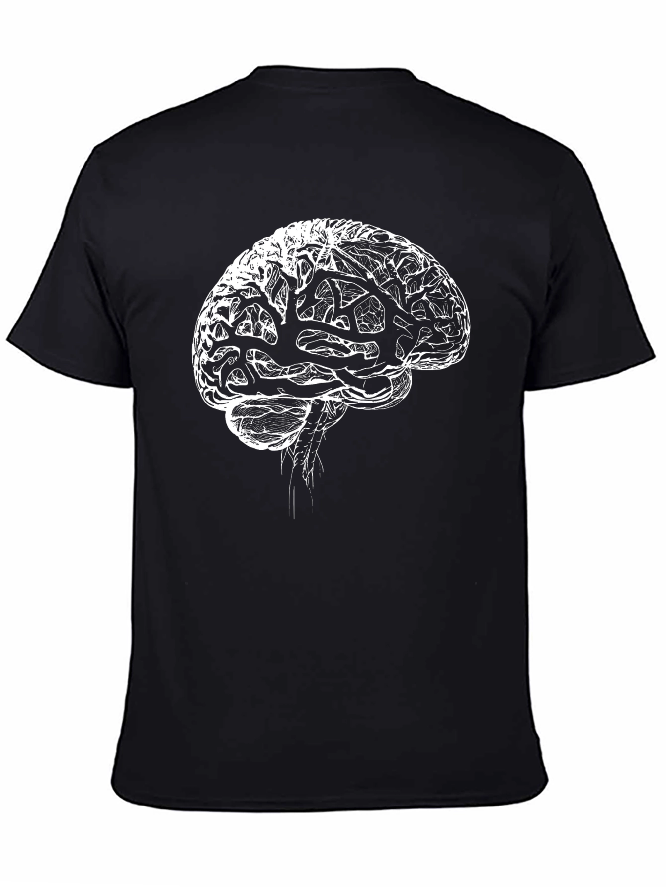 Brain Graphic Tee - Black Cotton T-Shirt