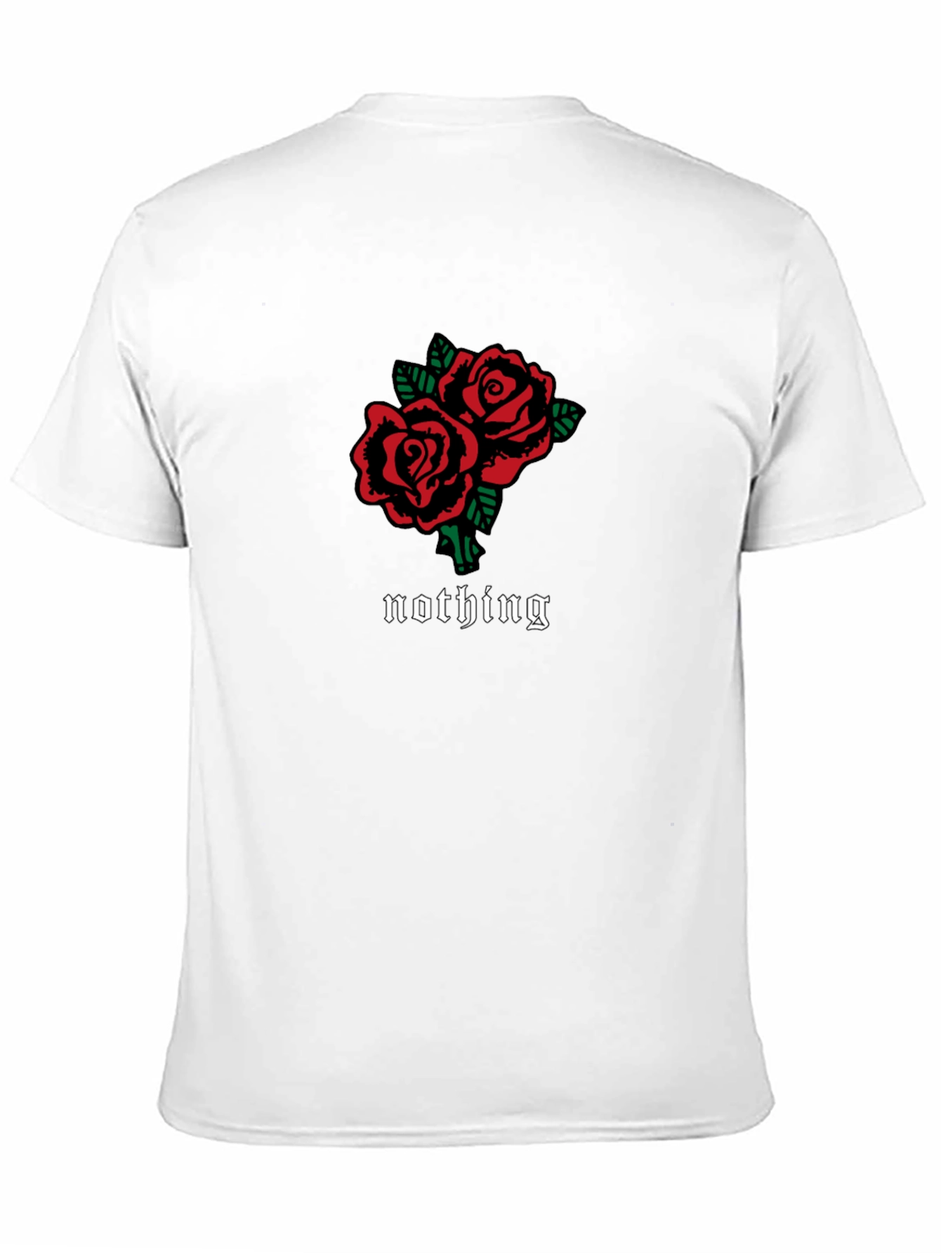Black T-Shirt with Roses and Nothing Design