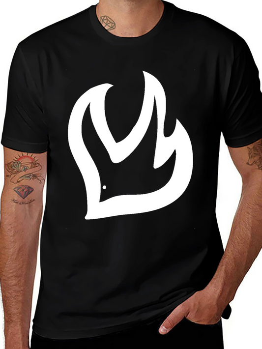 Bold Graphic Tee - Black T-Shirt with White Flame Design