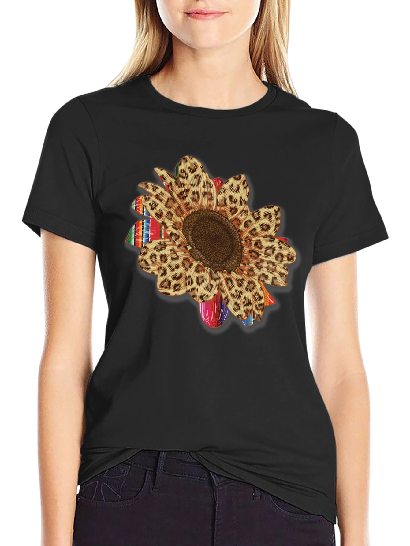 Sunflower Leopard Print Serape T-Shirt