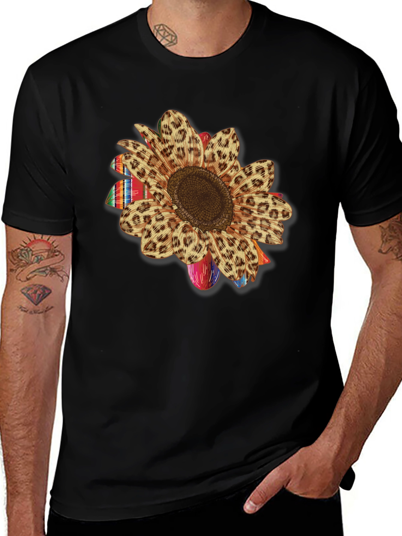 Sunflower Leopard Print Serape T-Shirt