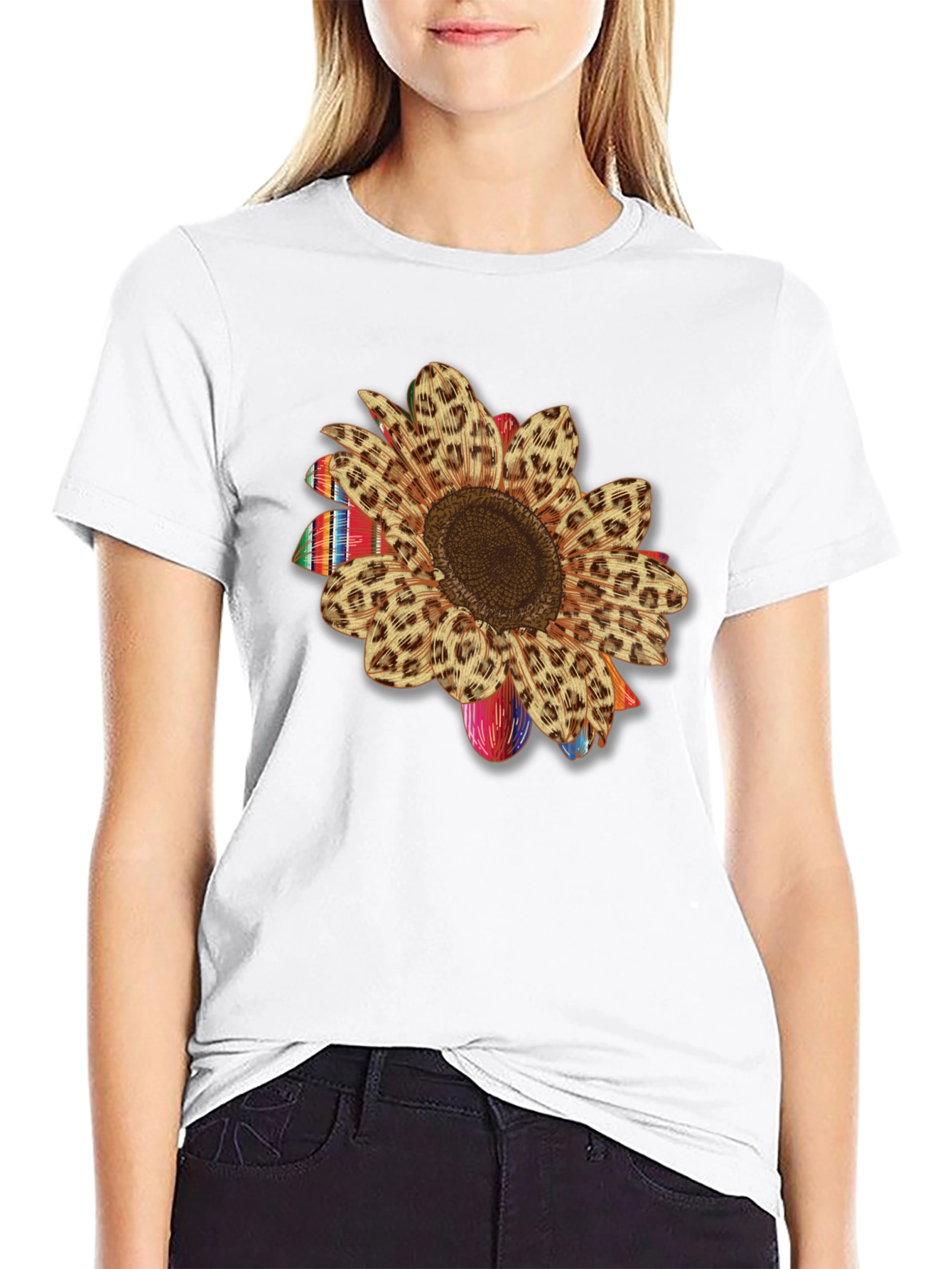 Sunflower Leopard Print Serape T-Shirt