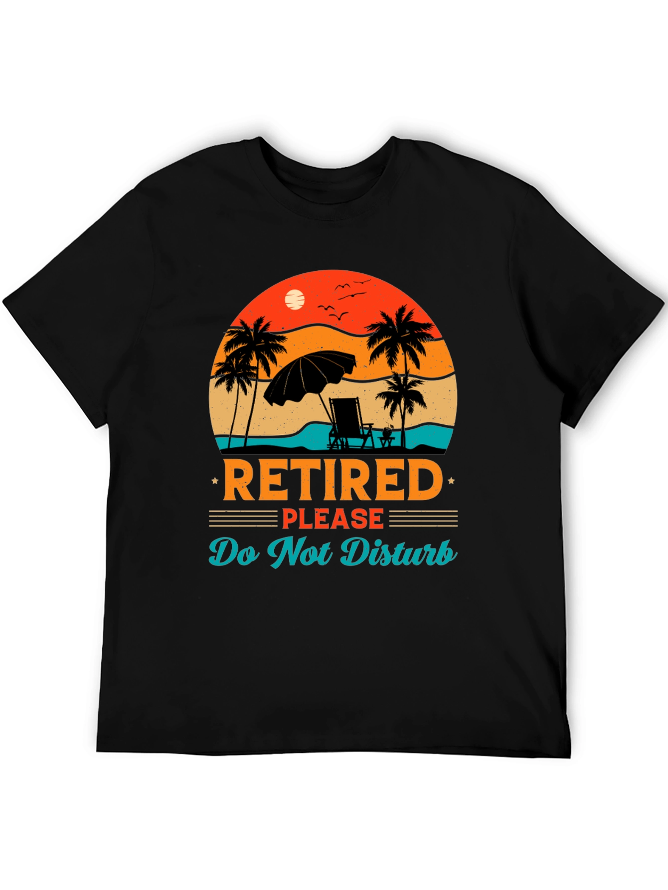 Retired Beach Scene Graphic T-Shirt