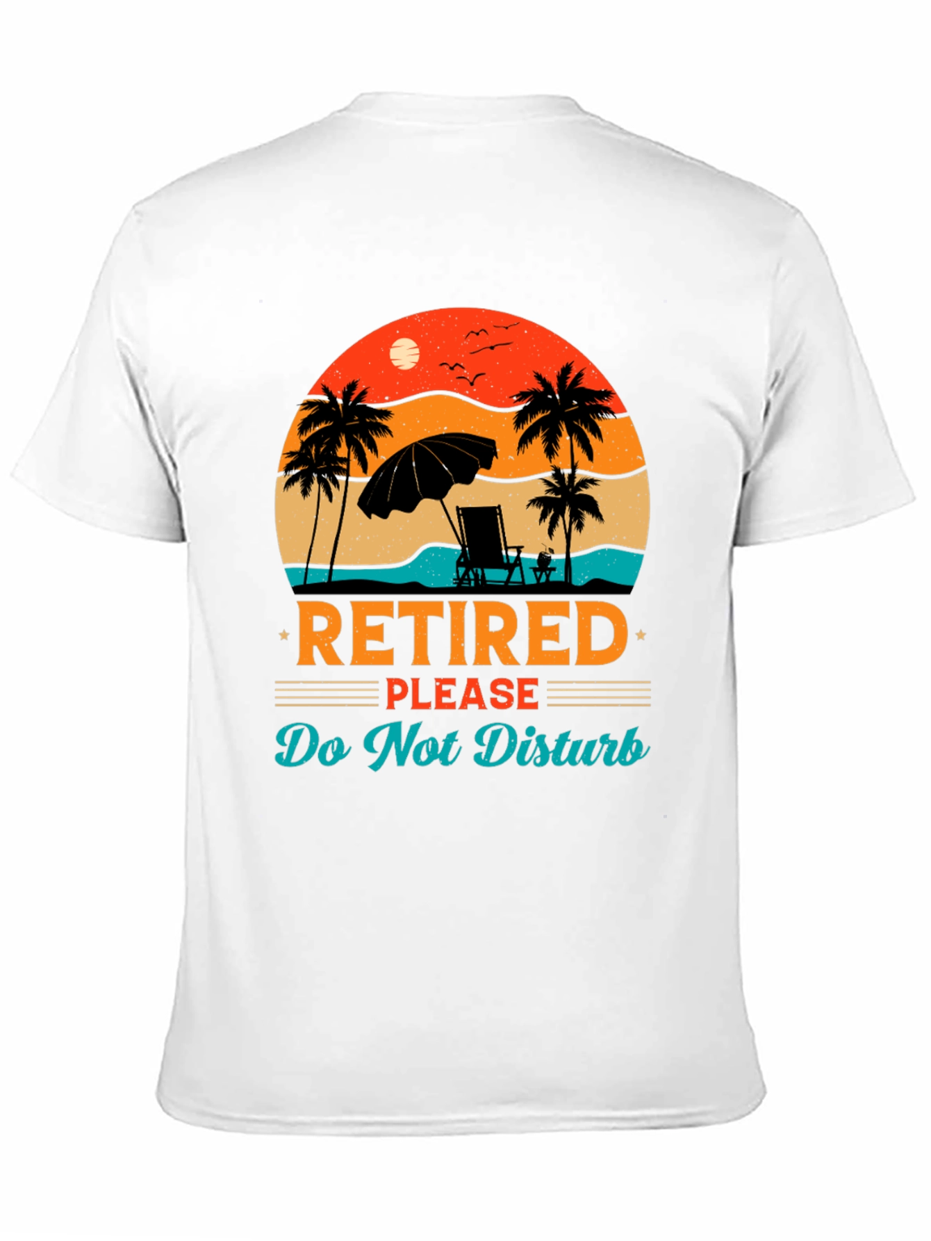 Retired Beach Scene Graphic T-Shirt
