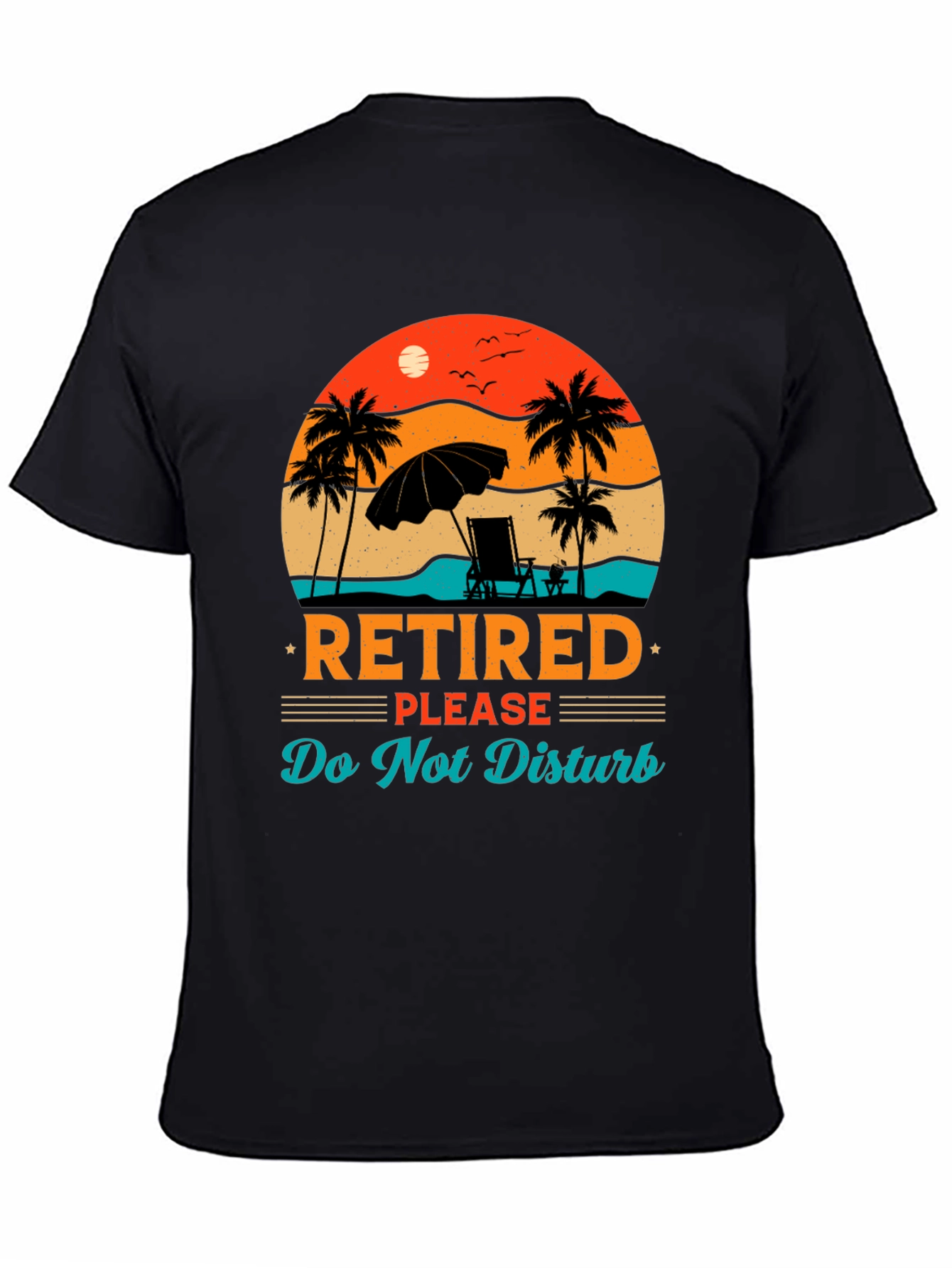 Retired Beach Scene Graphic T-Shirt