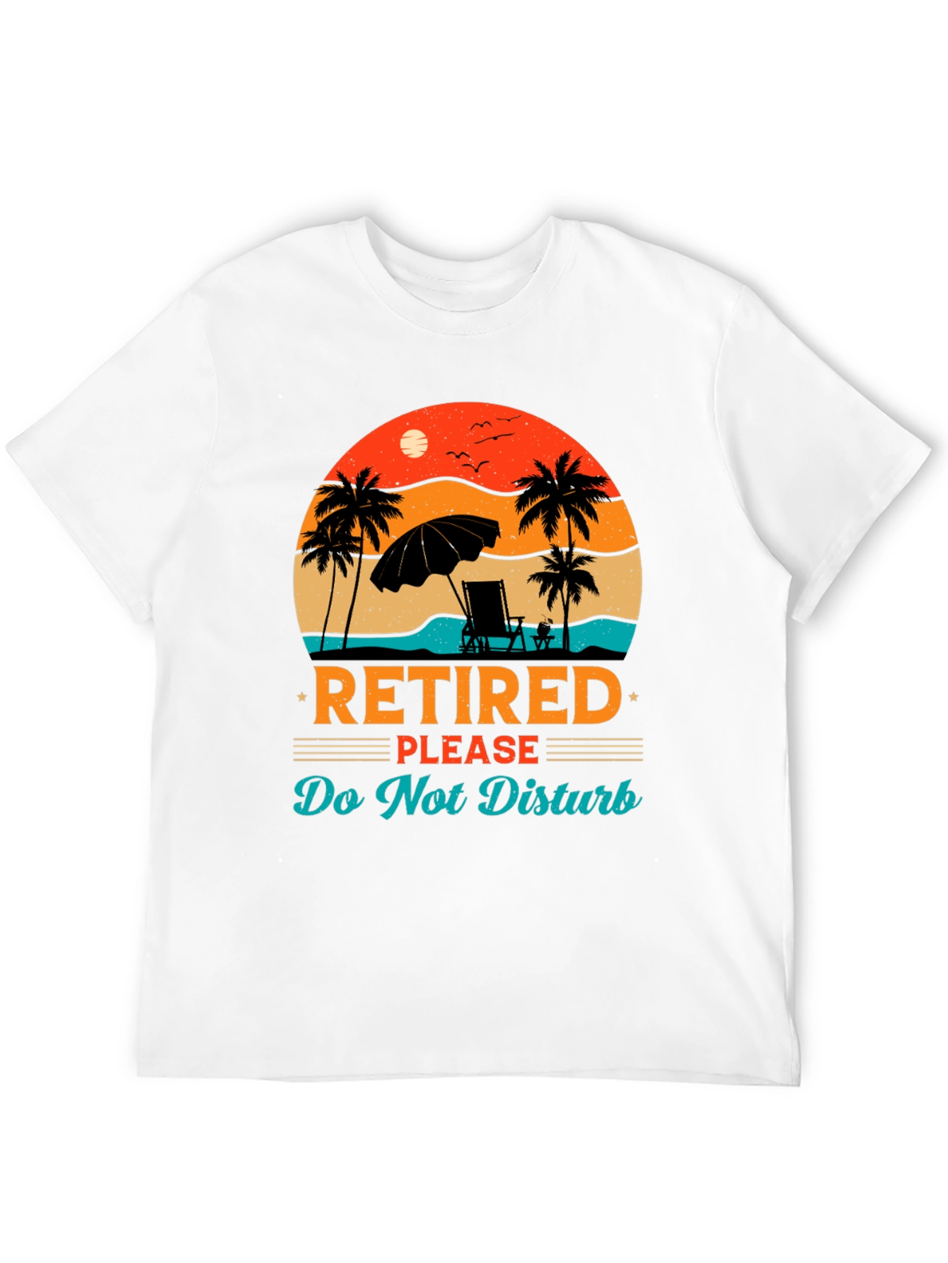 Retired Beach Scene Graphic T-Shirt