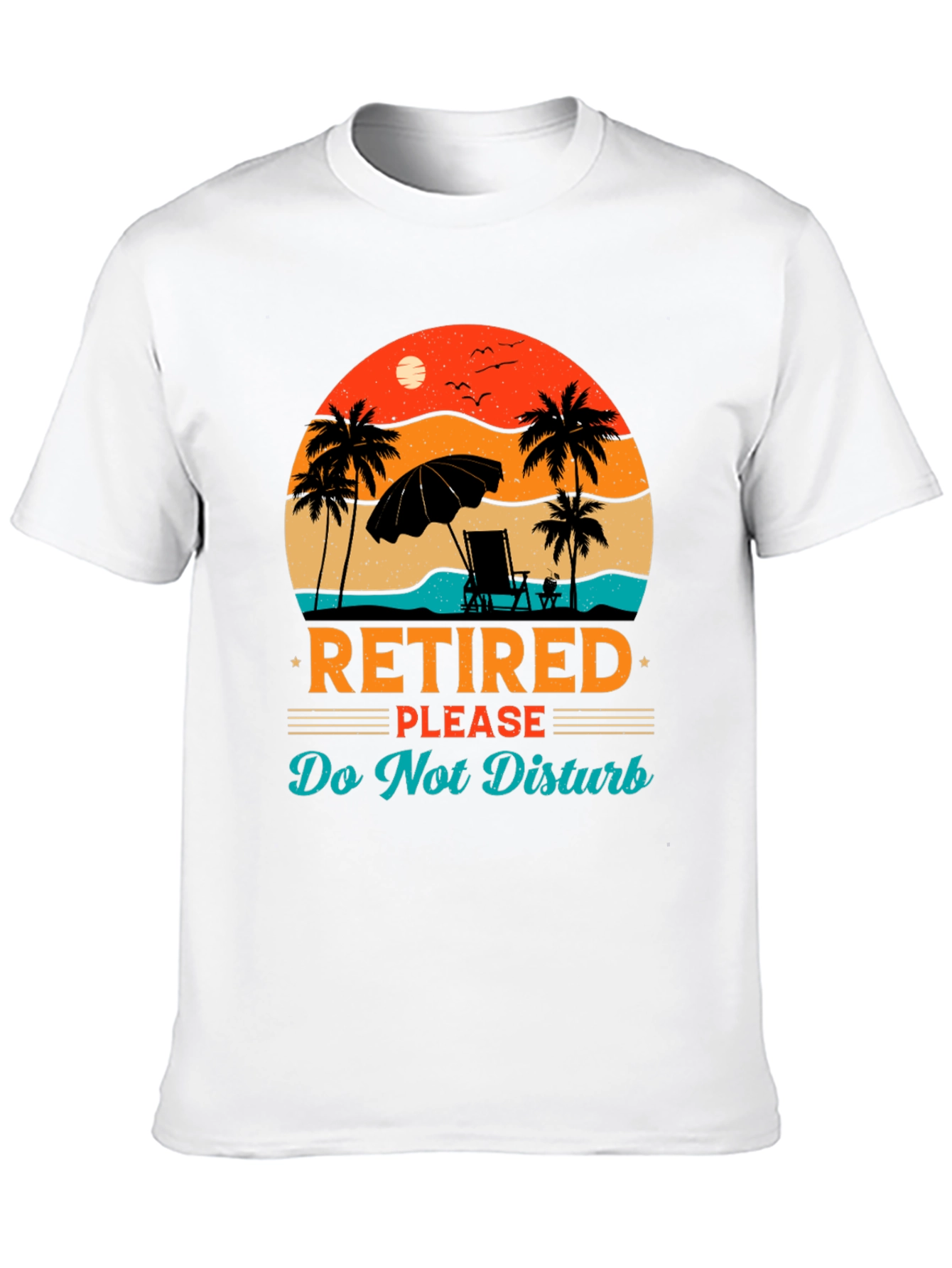 Retired Beach Scene Graphic T-Shirt