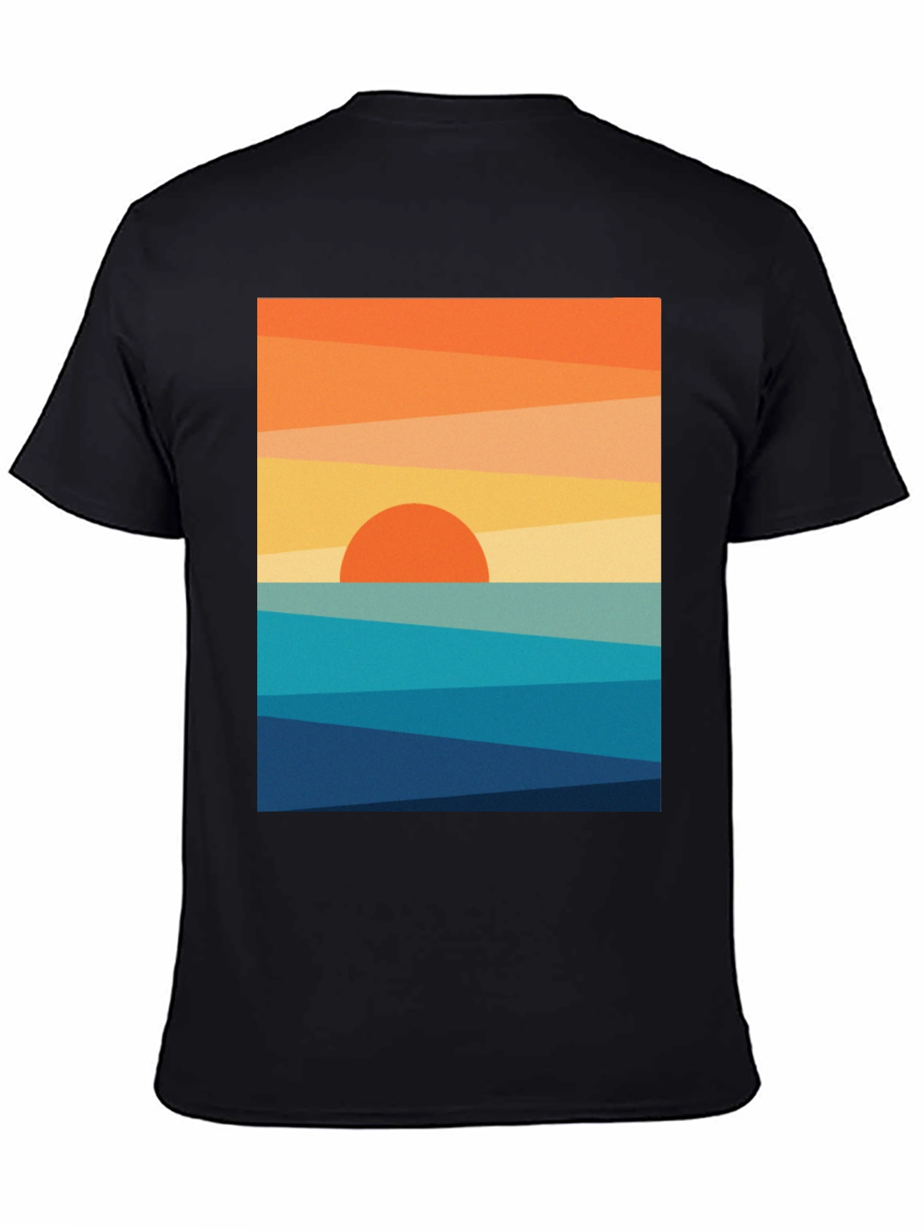 Geometric Sunset Graphic Tee - Modern Coastal Design