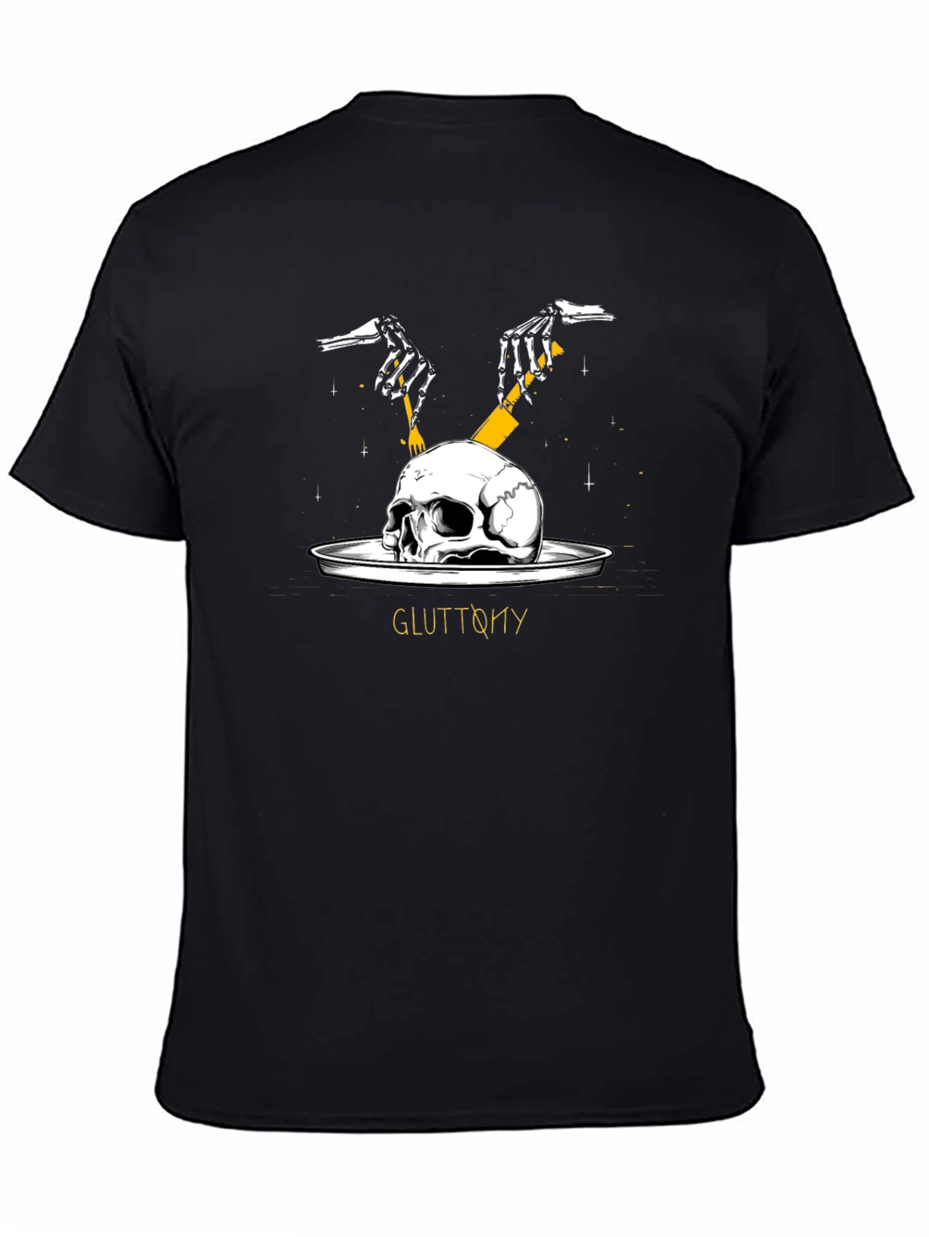 Gluttony Skull Graphic Tee - Dark Humor Shirt
