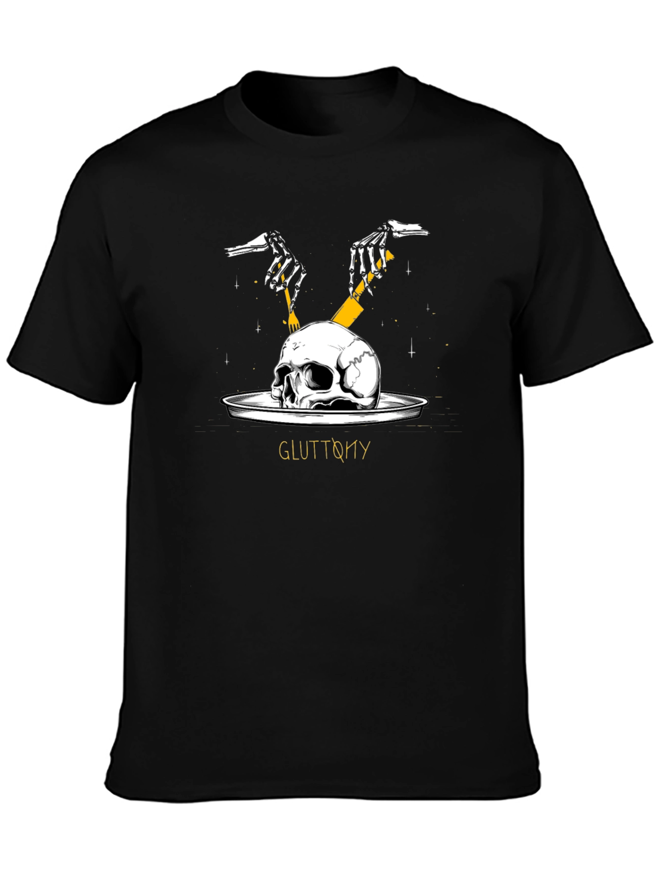 Gluttony Skull Graphic Tee - Dark Humor Shirt