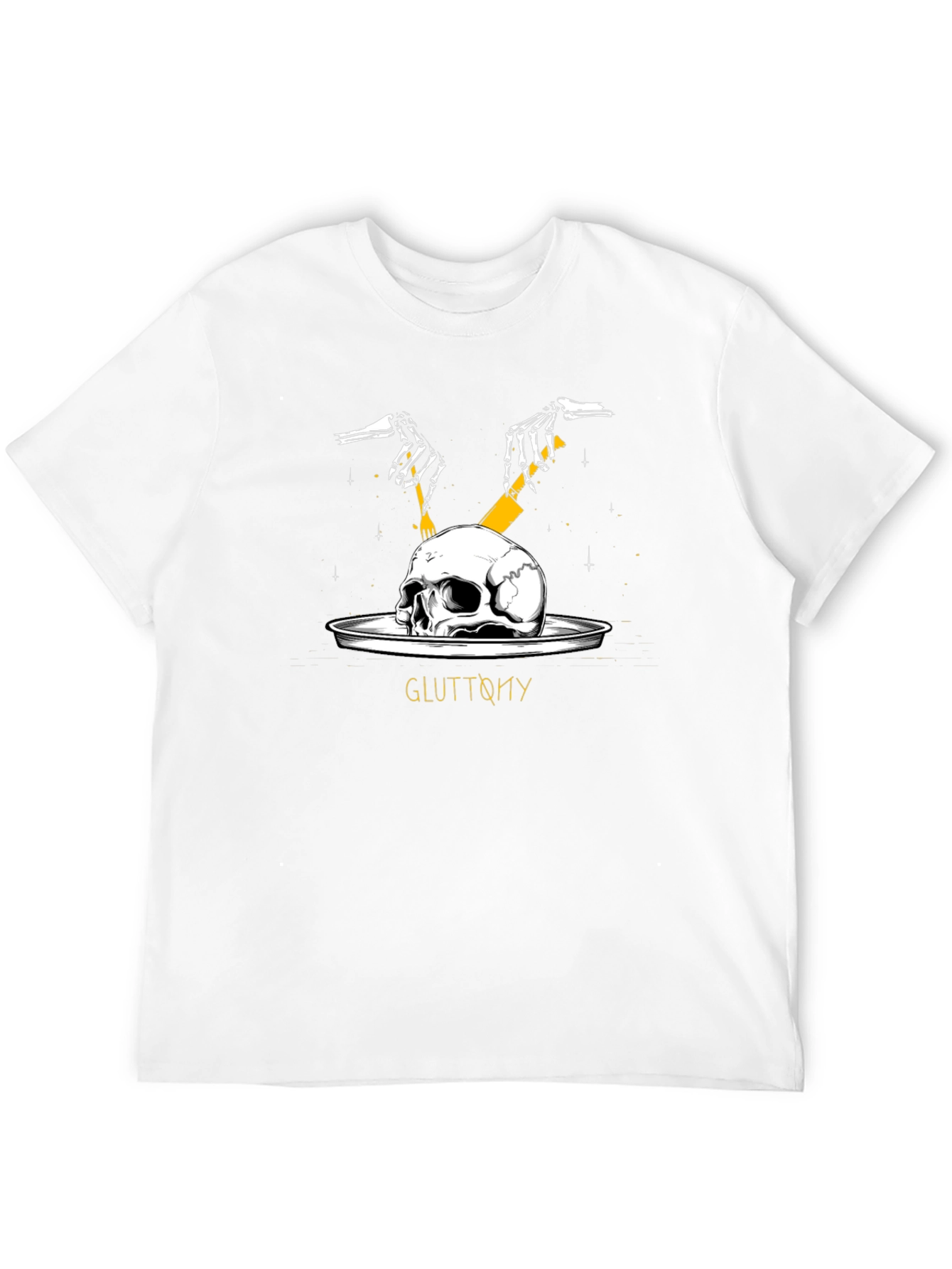 Gluttony Skull Graphic Tee - Dark Humor Shirt