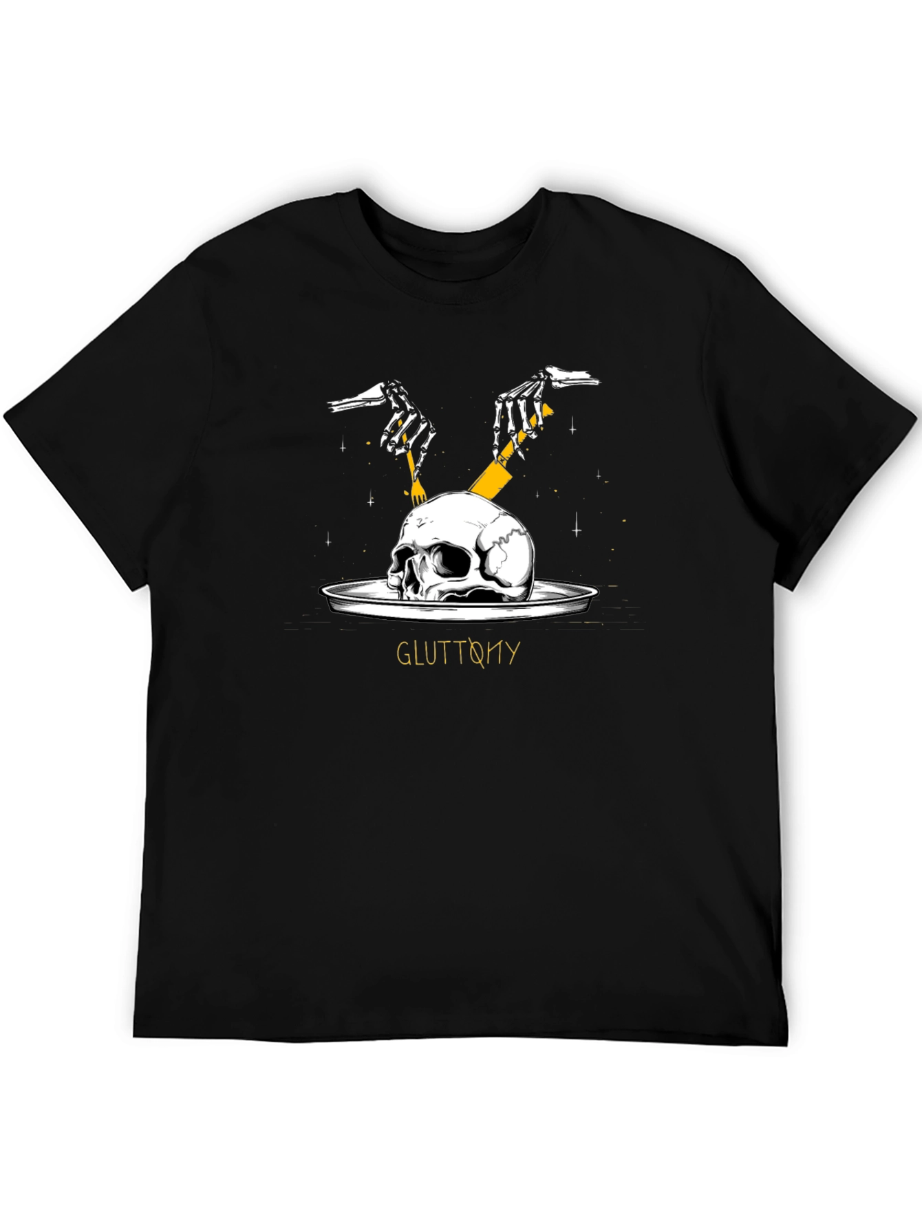 Gluttony Skull Graphic Tee - Dark Humor Shirt