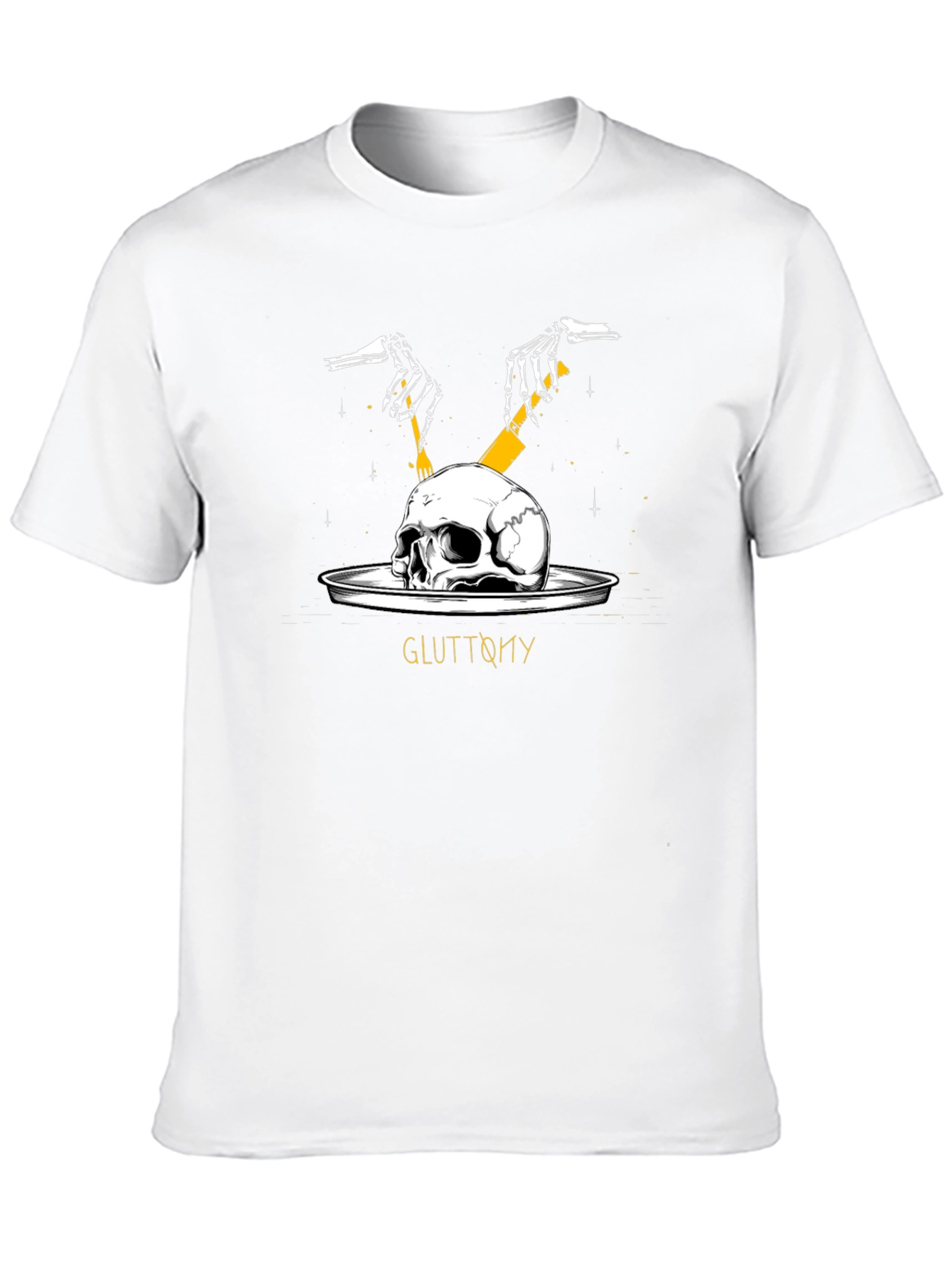 Gluttony Skull Graphic Tee - Dark Humor Shirt