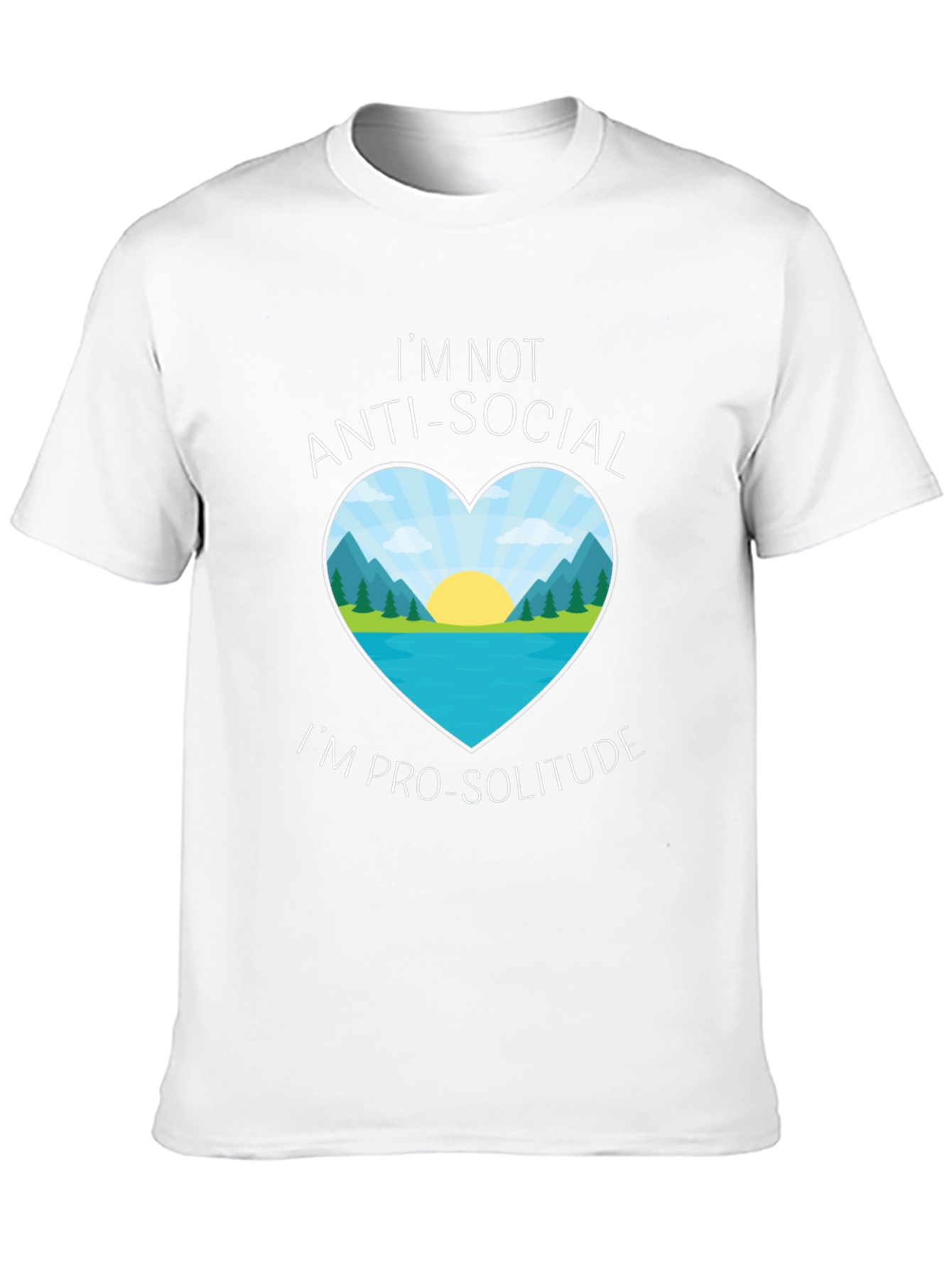 Anti-Social Pro-Solitude Heart Graphic Black T-Shirt