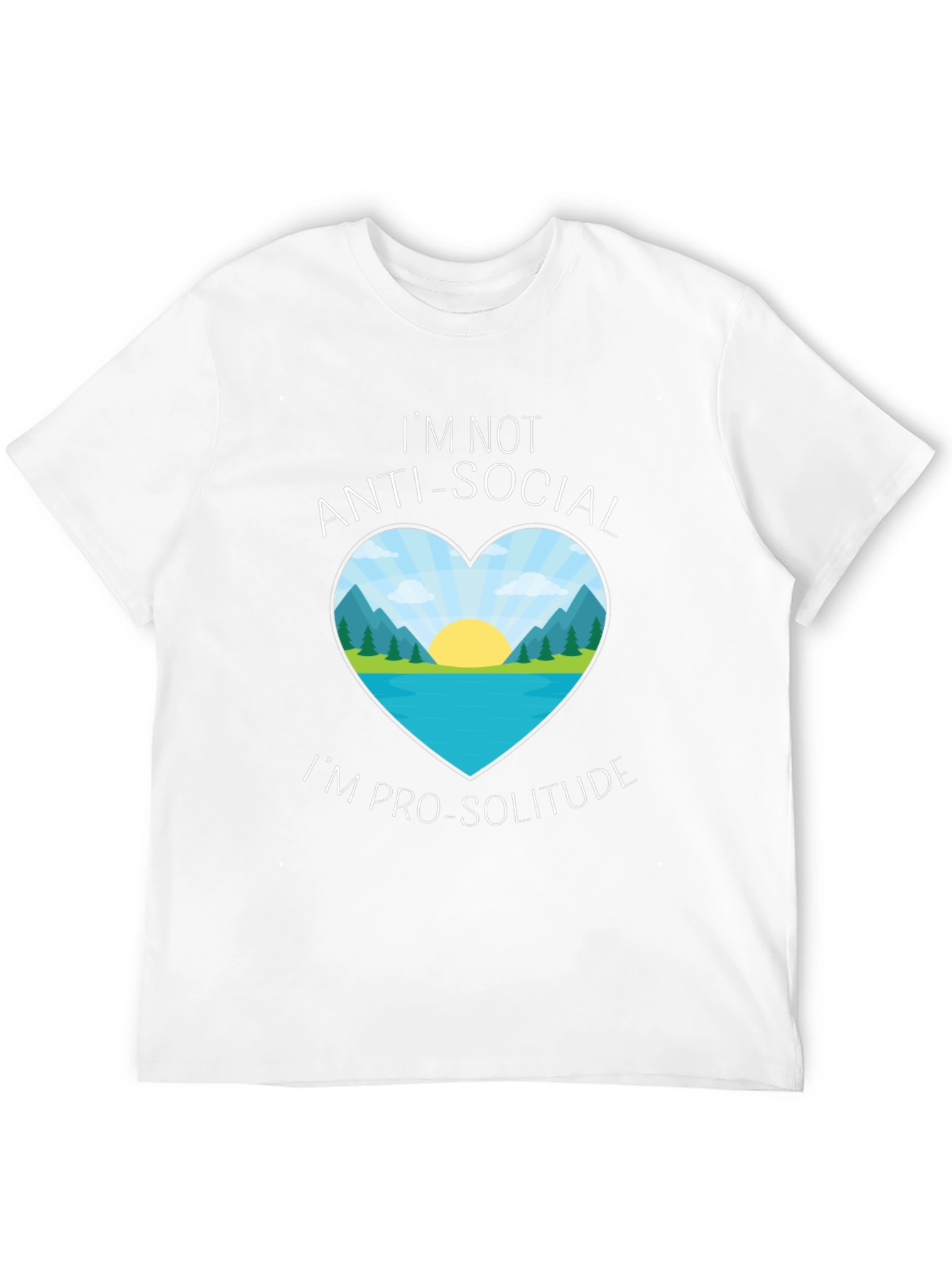 Anti-Social Pro-Solitude Heart Graphic Black T-Shirt