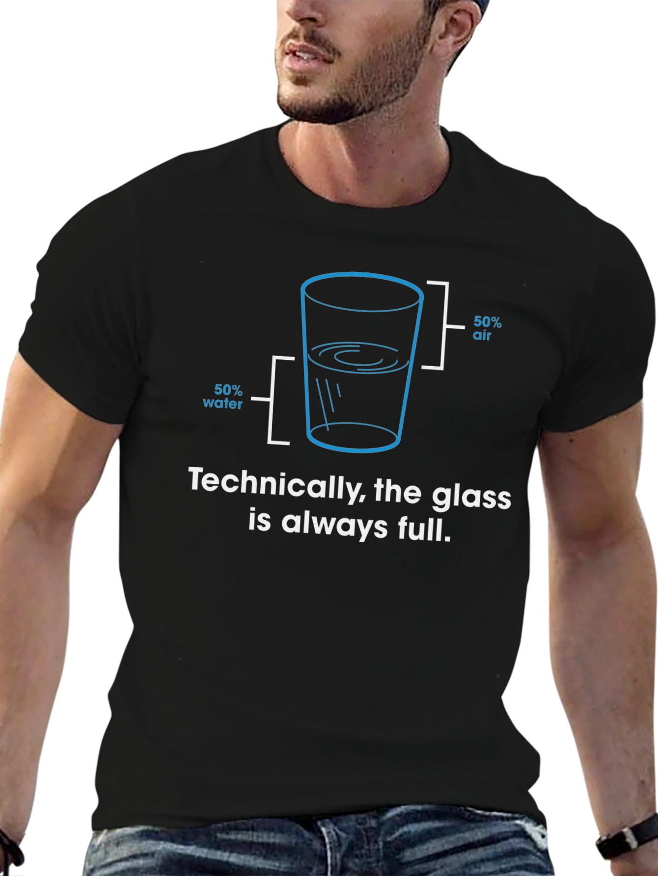 Always Full Glass Humor Graphic Tee - Black