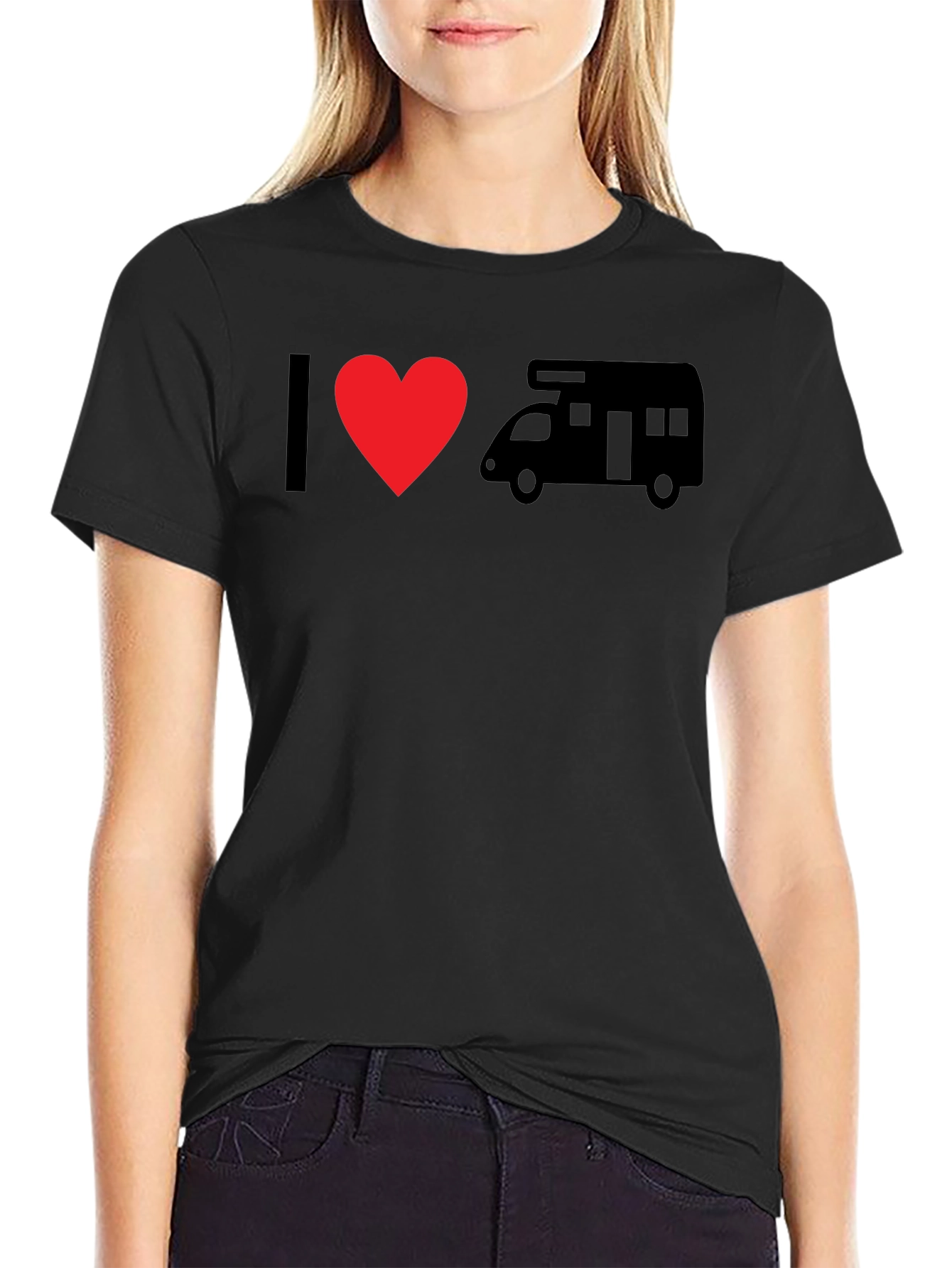 I Love RV Black T-Shirt - Camping Enthusiast Tee