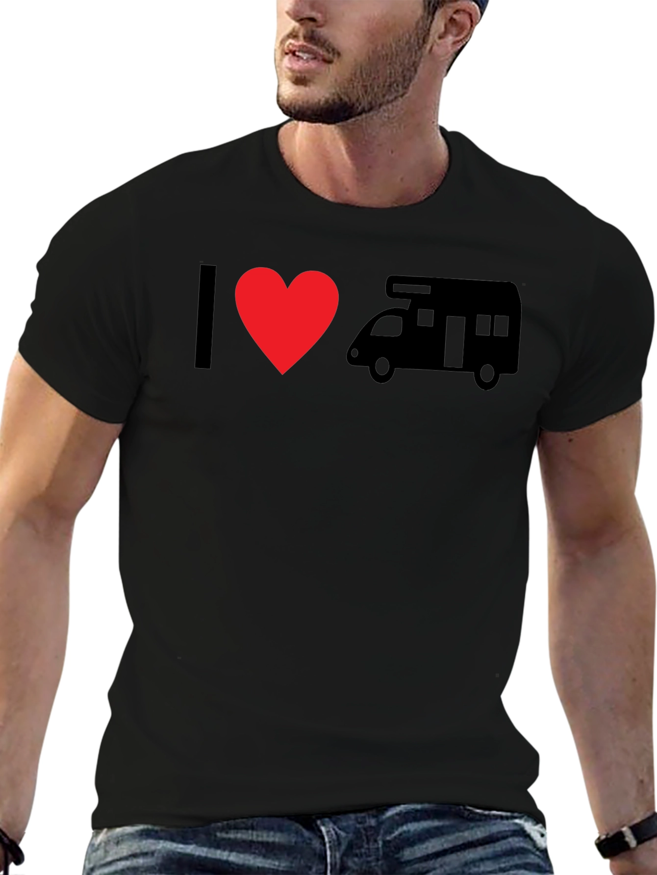 I Love RV Black T-Shirt - Camping Enthusiast Tee
