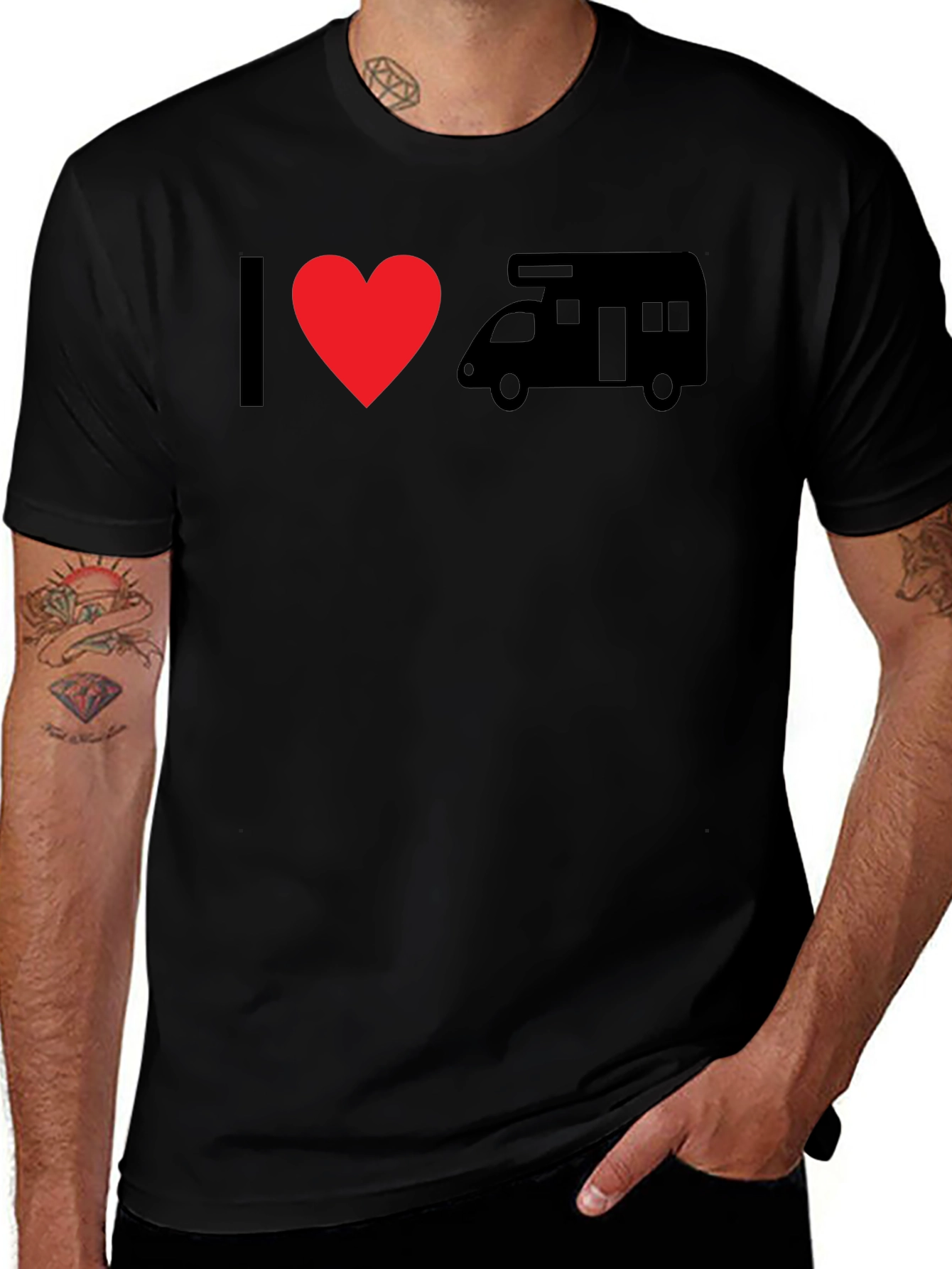 I Love RV Black T-Shirt - Camping Enthusiast Tee