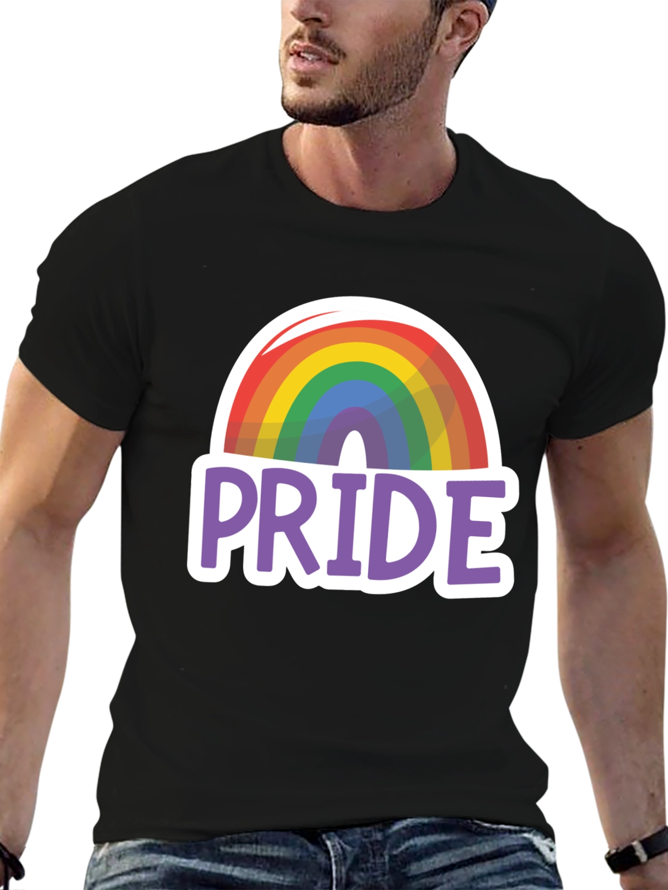 Pride Rainbow Graphic Tee - Black