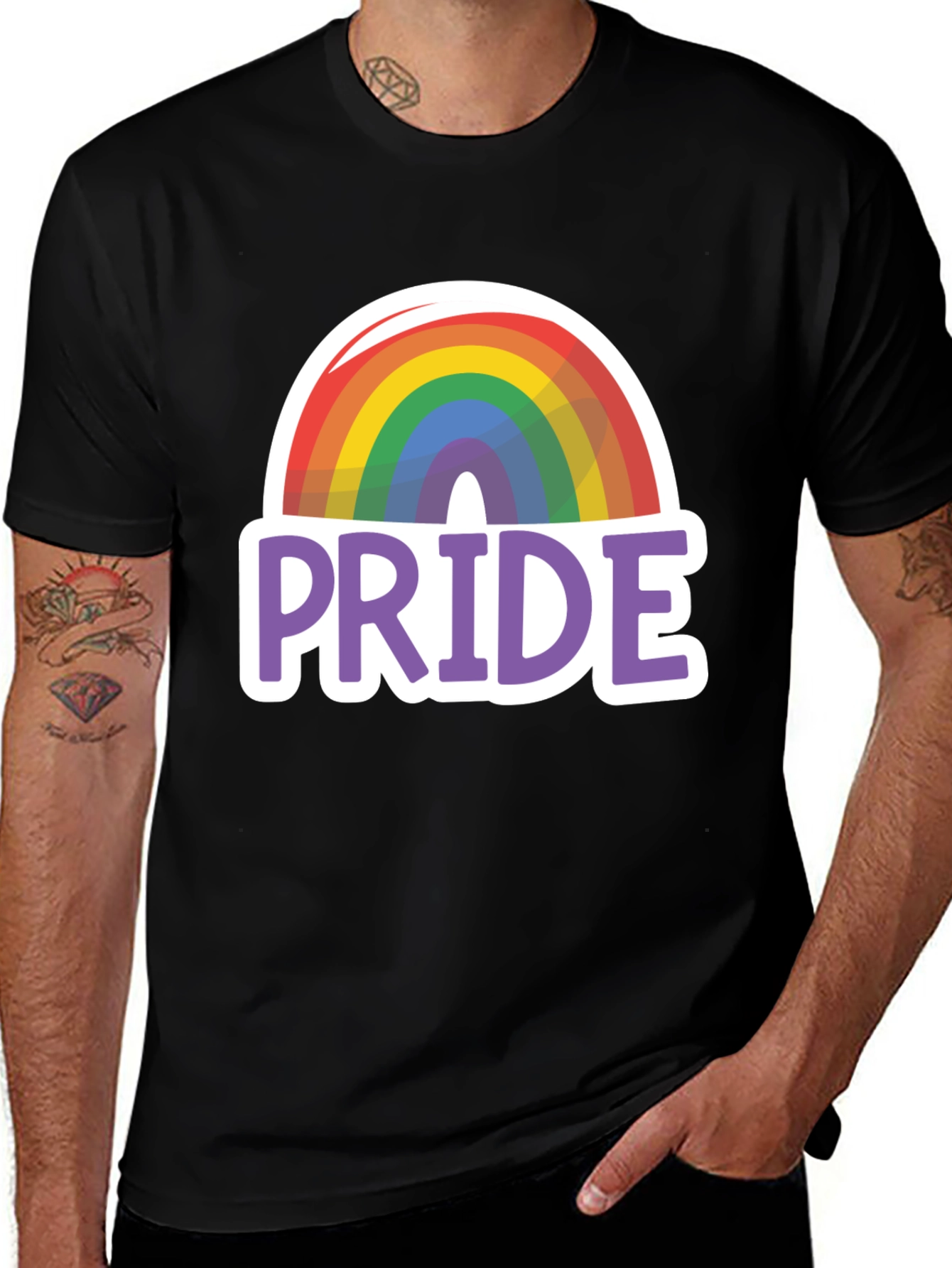 Pride Rainbow Graphic Tee - Black