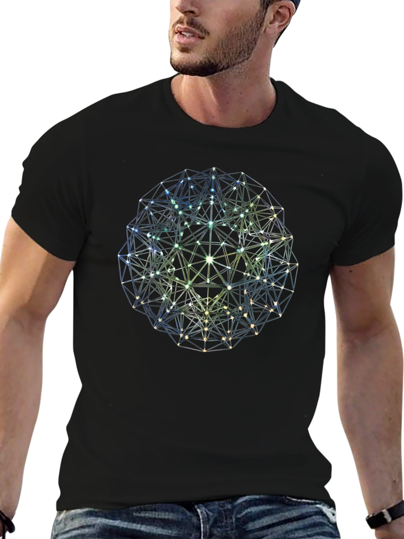 Geometric Sphere Graphic Tee - Modern Design