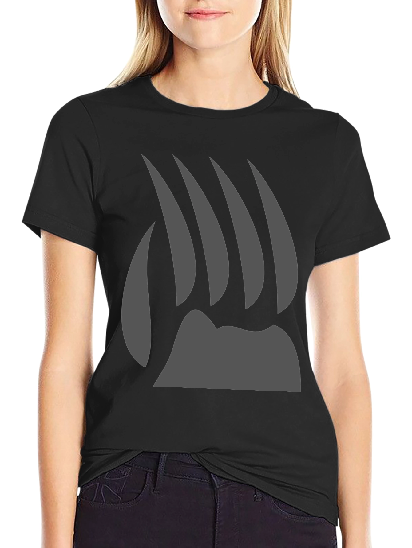 Bear Claw Graphic Tee - Black Cotton T-Shirt