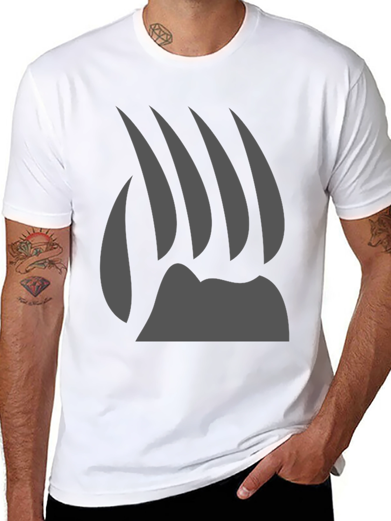 Bear Claw Graphic Tee - Black Cotton T-Shirt