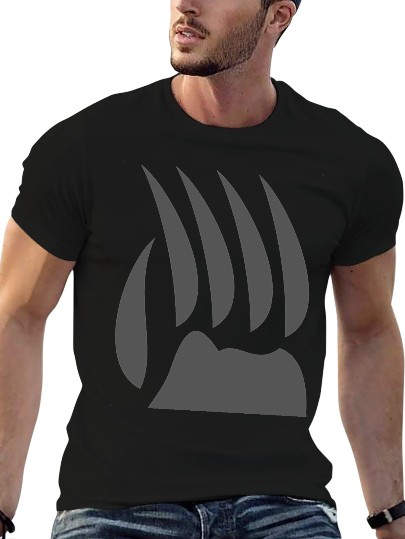 Bear Claw Graphic Tee - Black Cotton T-Shirt