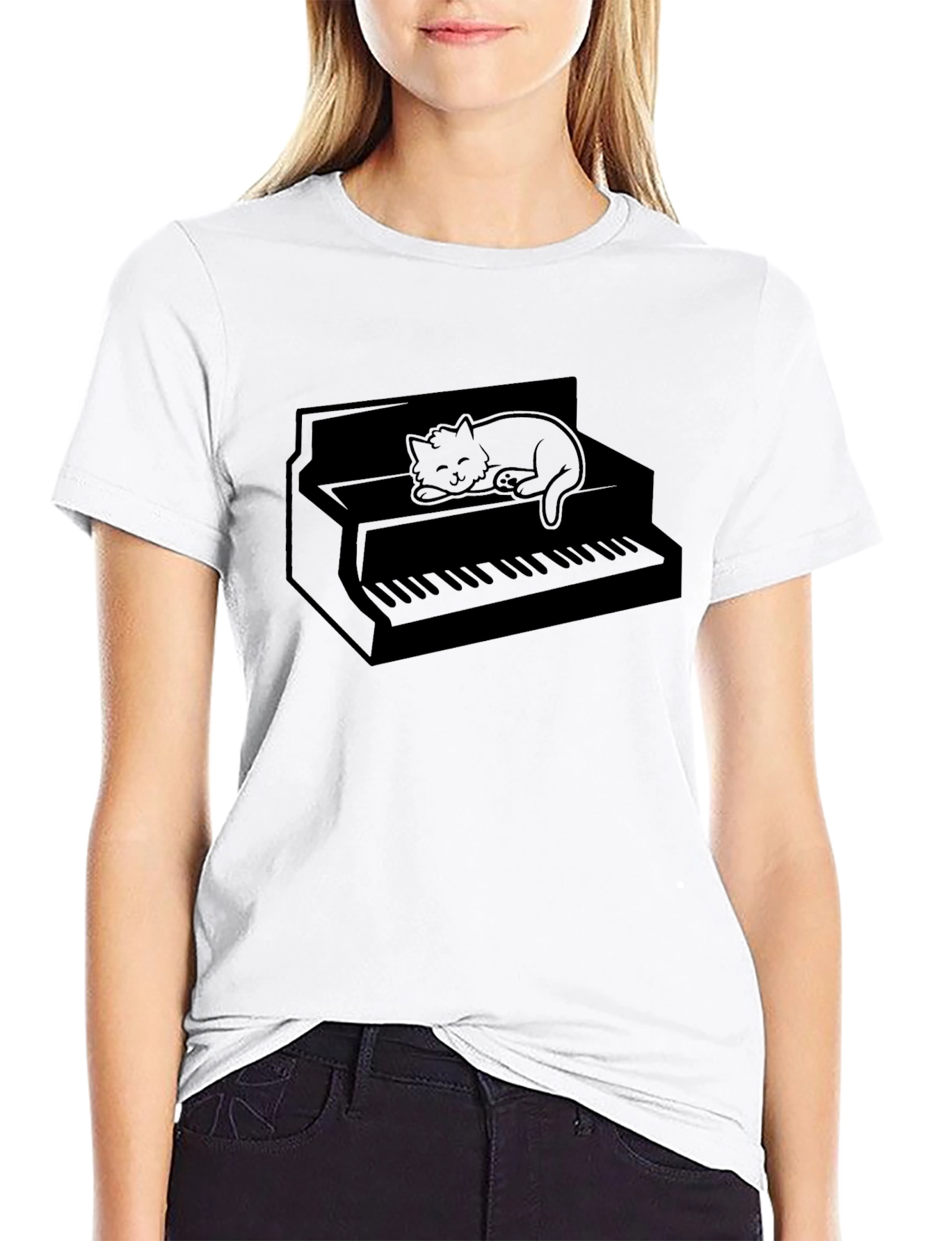 Cat Nap Piano T-Shirt - Cute Music Lover Tee