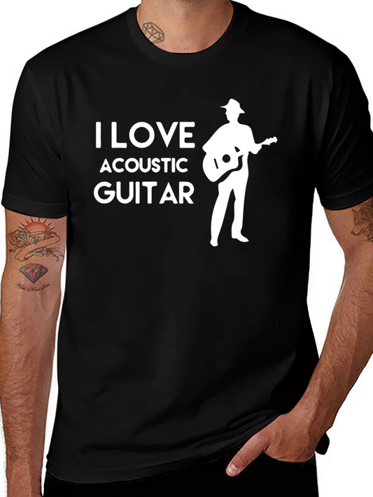 I Love Acoustic Guitar T-Shirt - Musician Apparel