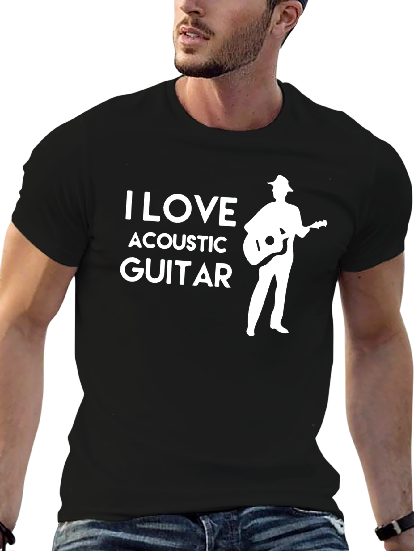 I Love Acoustic Guitar T-Shirt - Musician Apparel