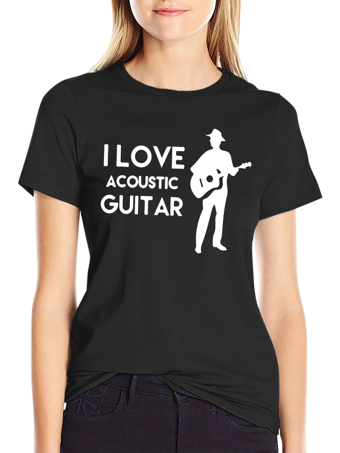 I Love Acoustic Guitar T-Shirt - Musician Apparel