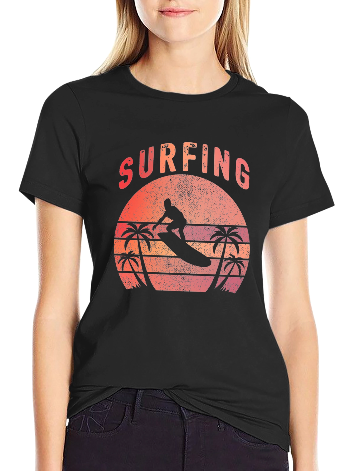 Surfing Sunset T-Shirt - Retro Beach Style